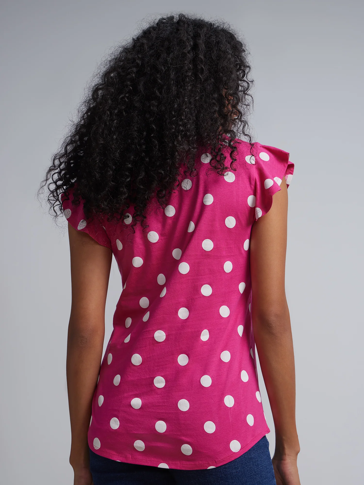 Flutter-Sleeve Perfect Tee - Polka-Dot - Image 3