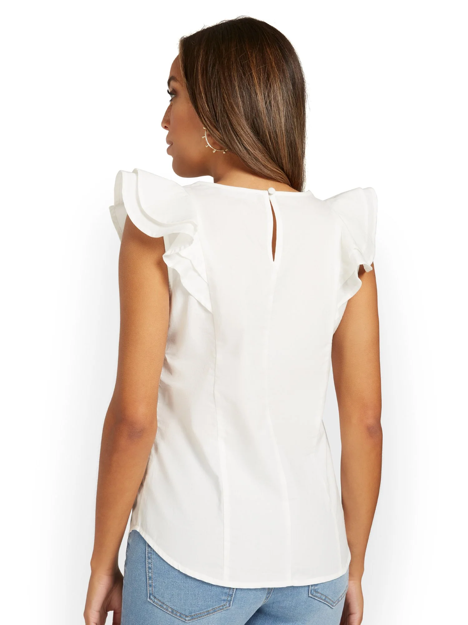 Flutter-Sleeve Poplin Top - Image 3