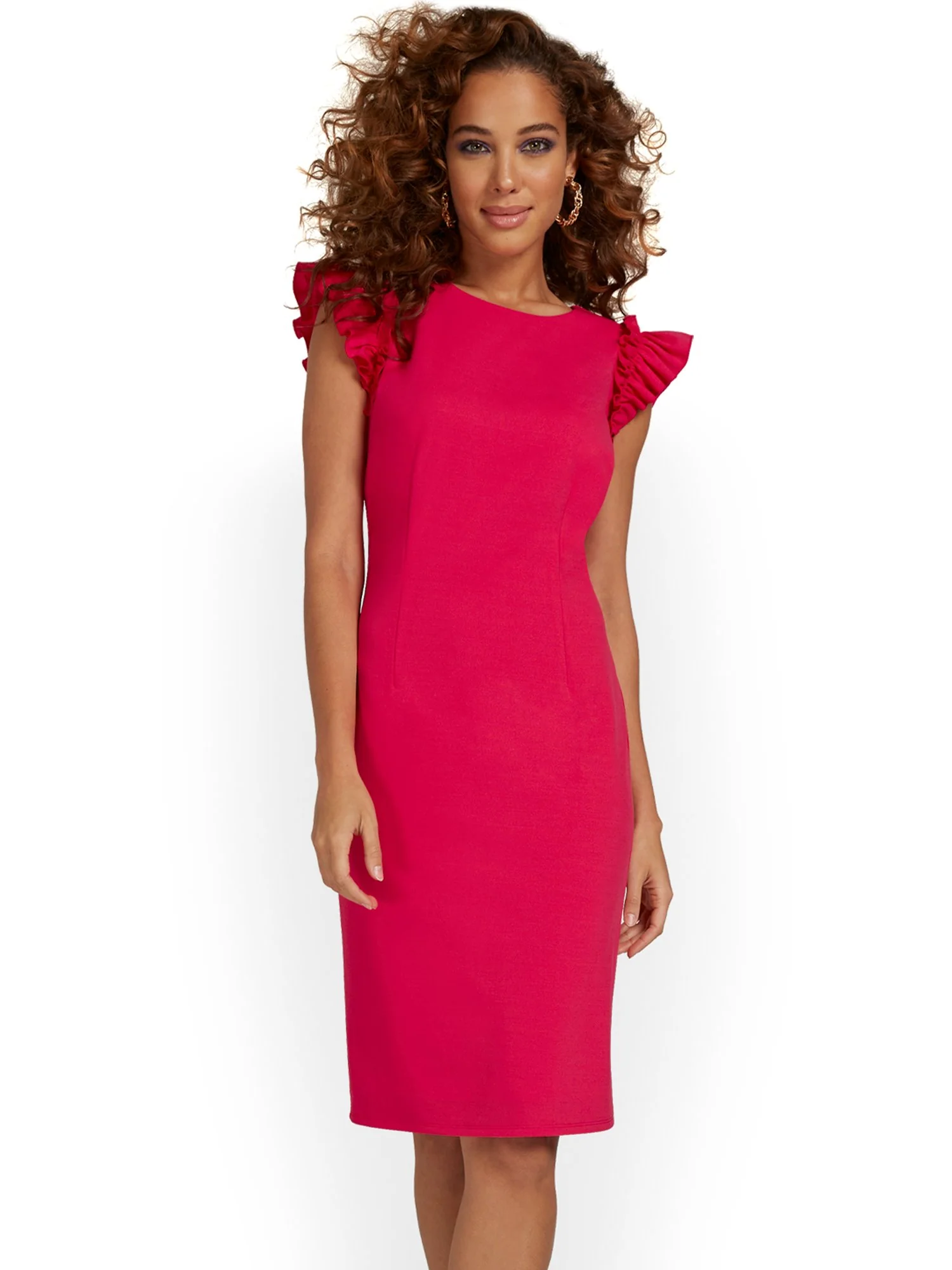 Flutter-Sleeve Sheath Dress - Magic Crepe® - Image 2