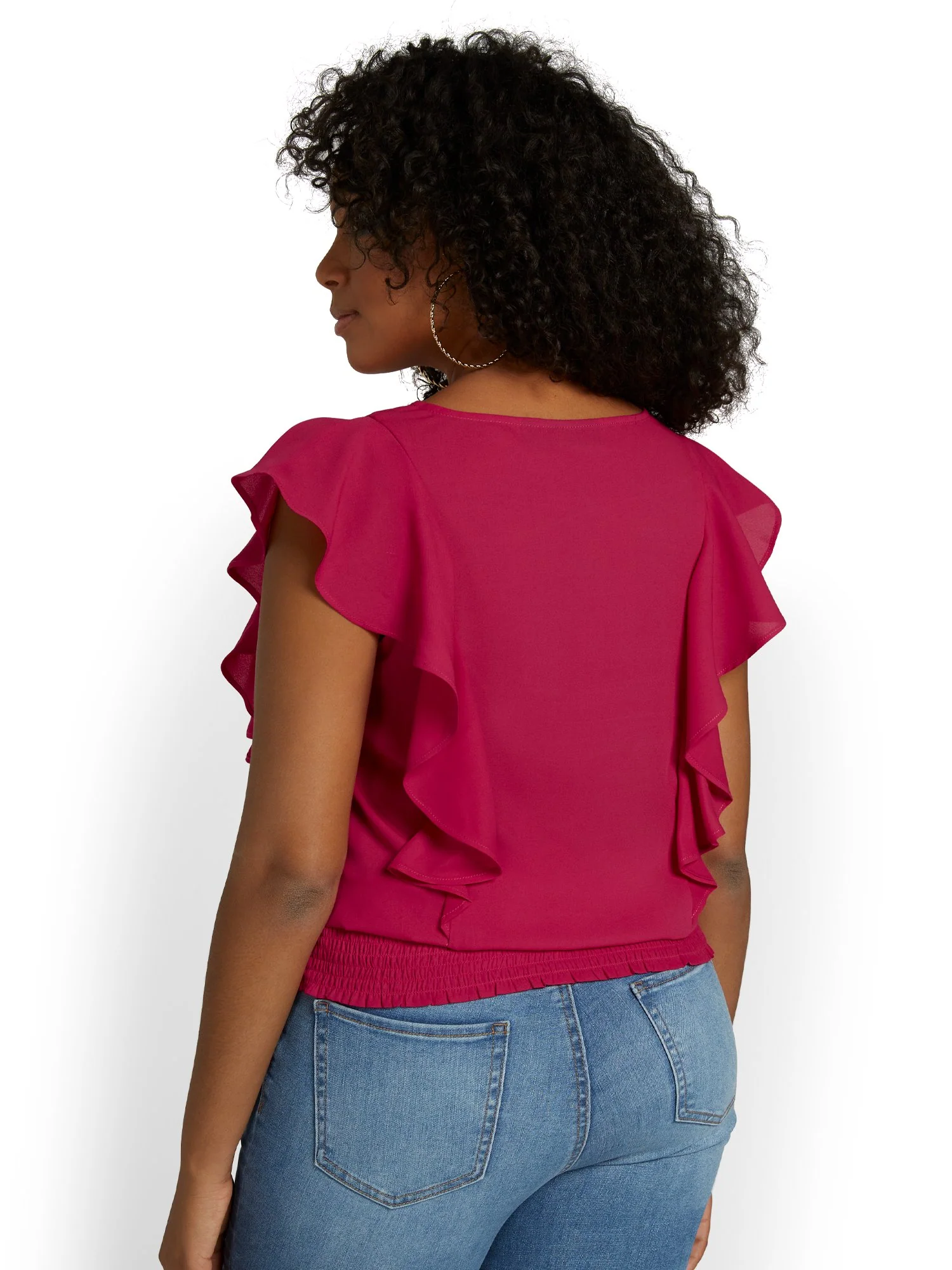 Flutter-Sleeve Smocked Top - Image 3