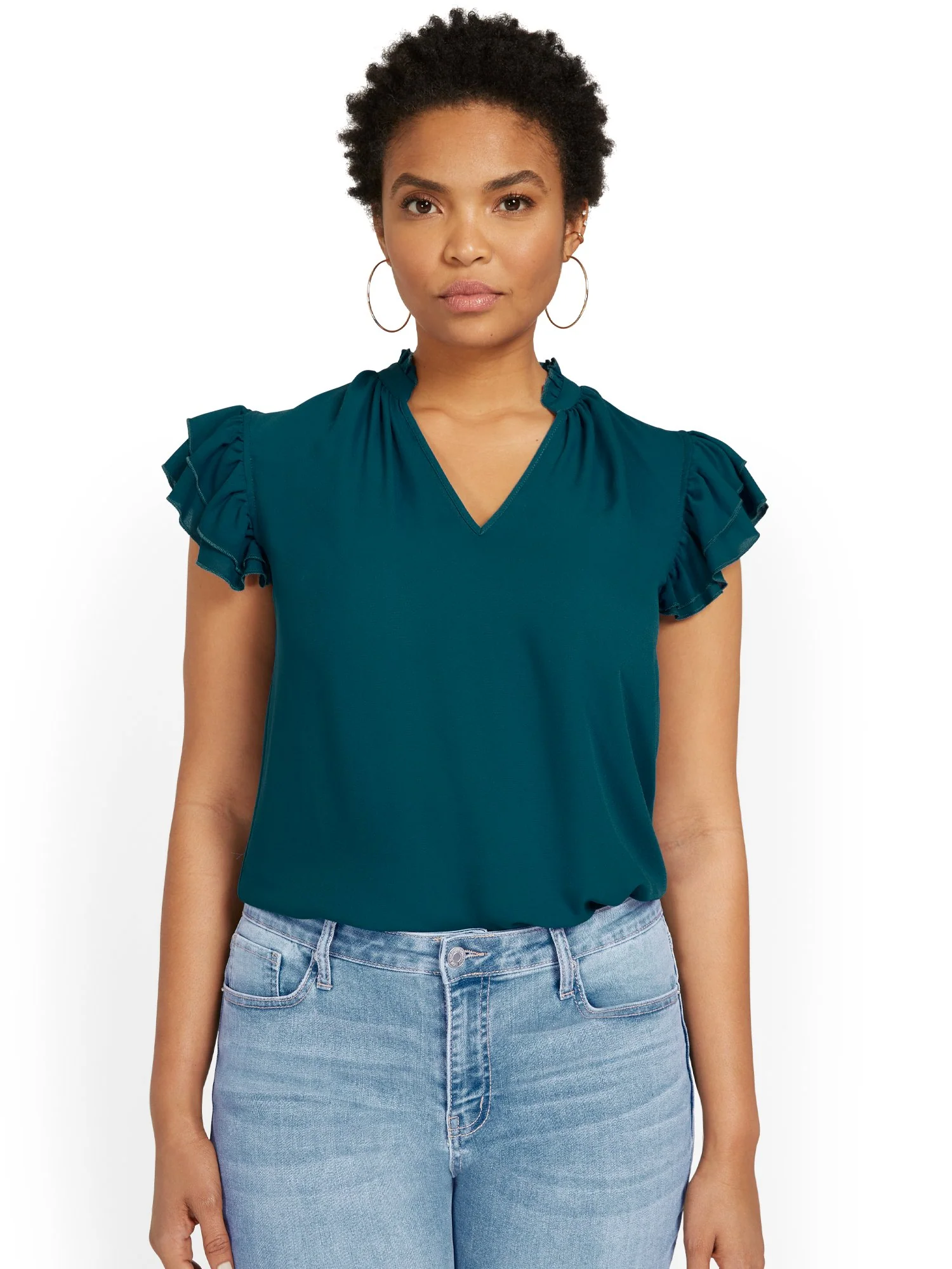 Flutter-Sleeve V-Neck Top - Image 15
