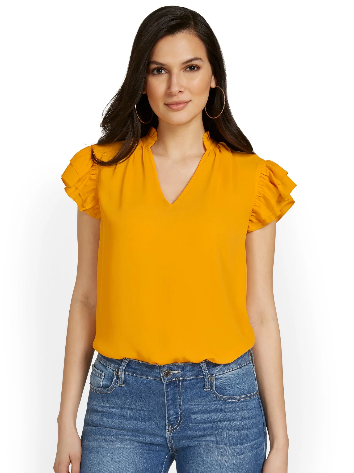 Flutter-Sleeve V-Neck Top - Image 23