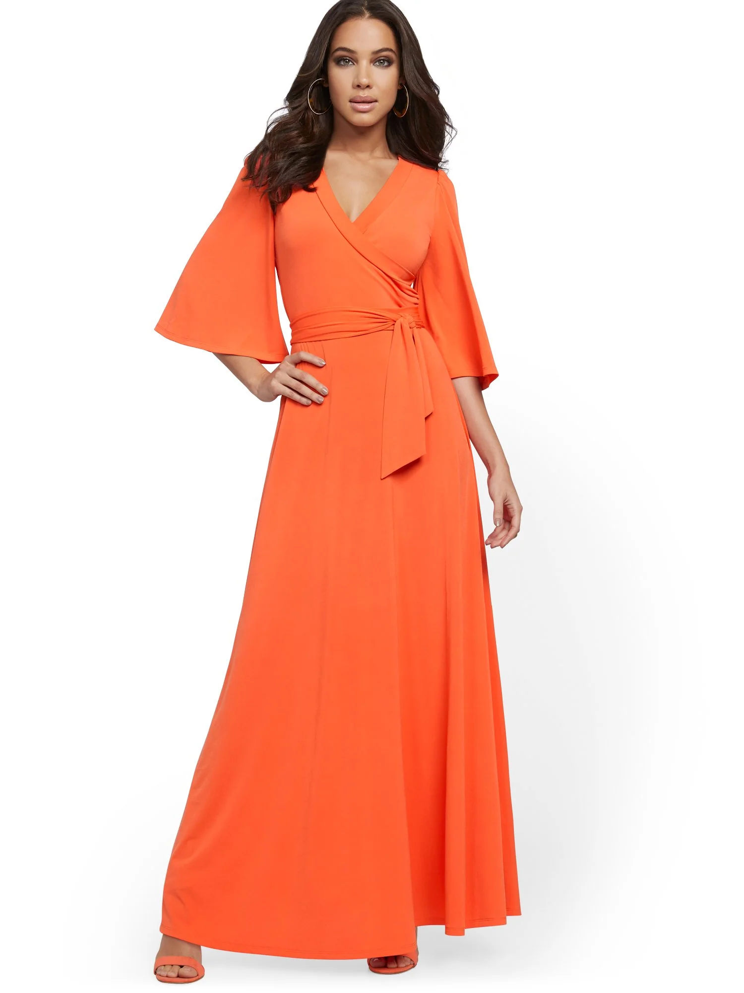 Flutter-Sleeve Wrap Maxi Dress - Image 11