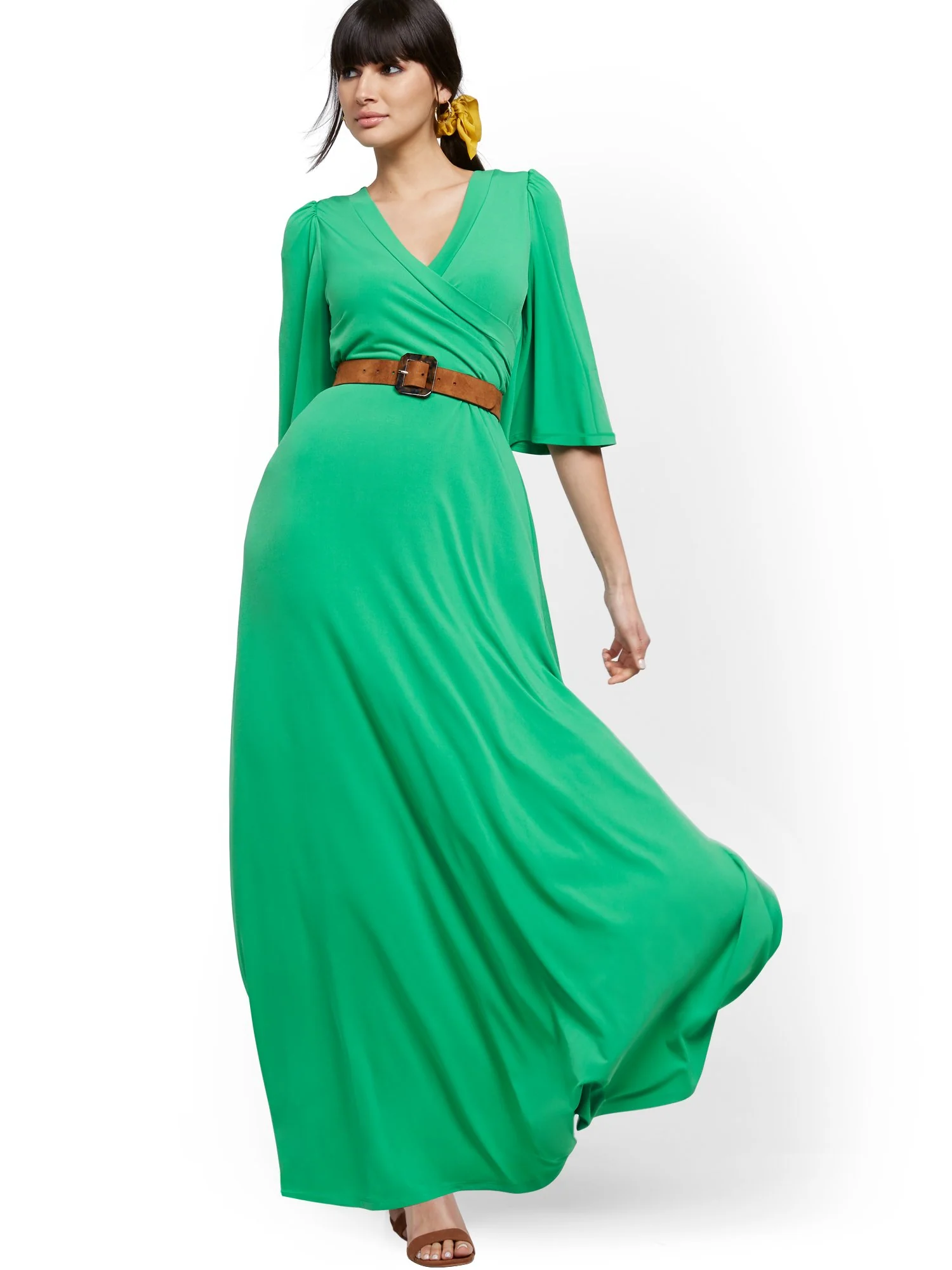 Flutter-Sleeve Wrap Maxi Dress - Image 9