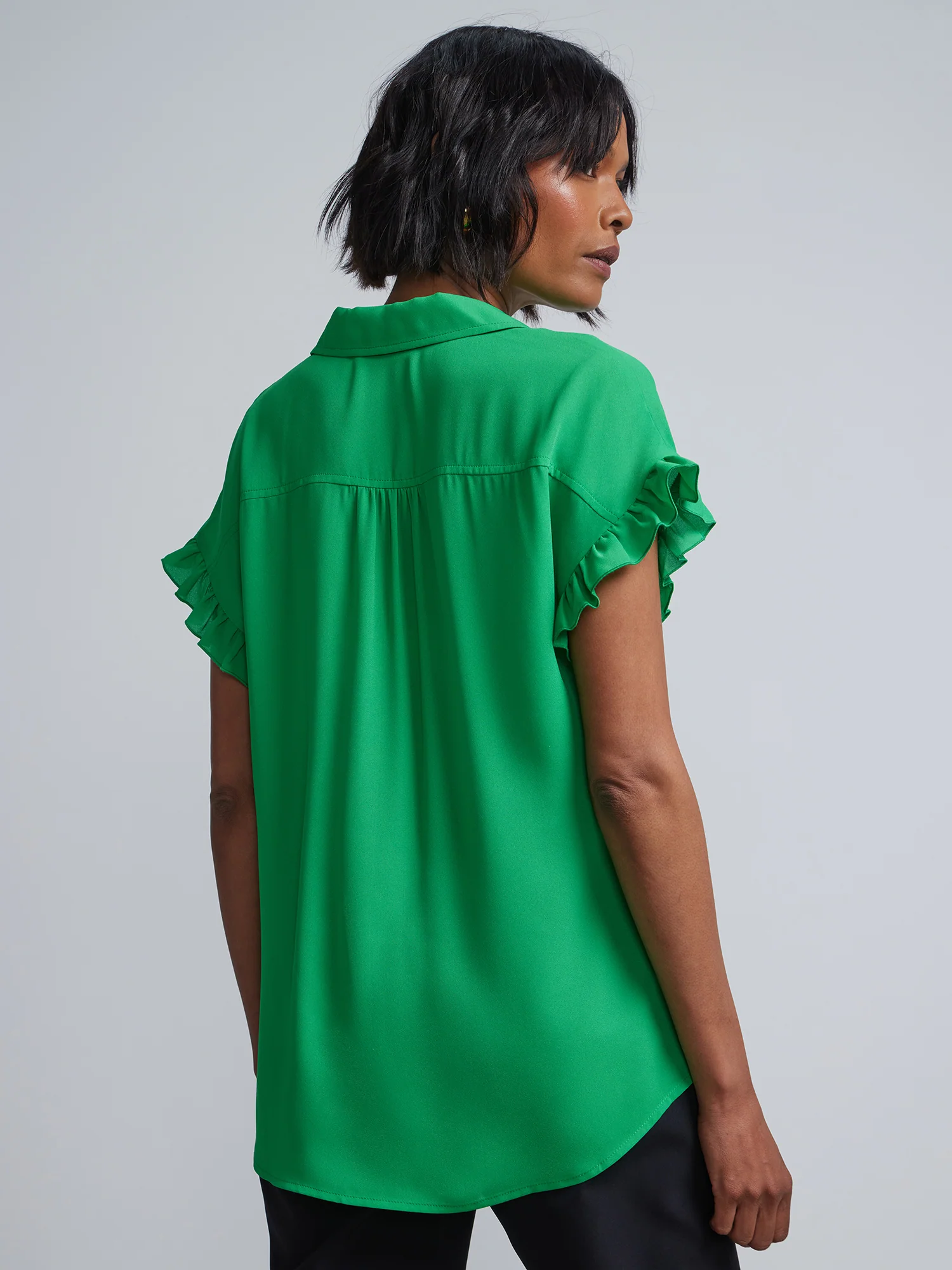 Flutter-Trim Button-Front Blouse - Image 13