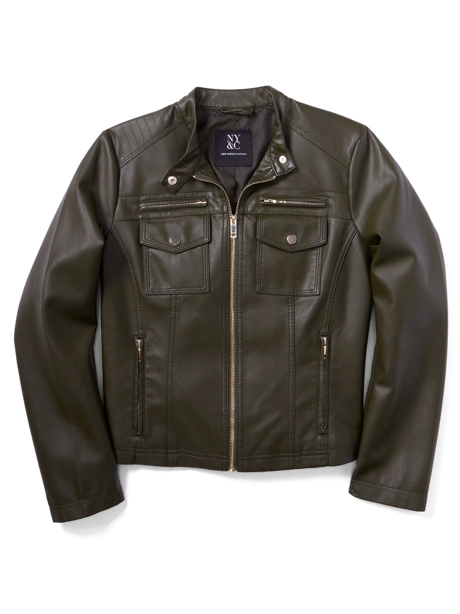 Four-Pocket Faux-Leather Jacket - Image 10