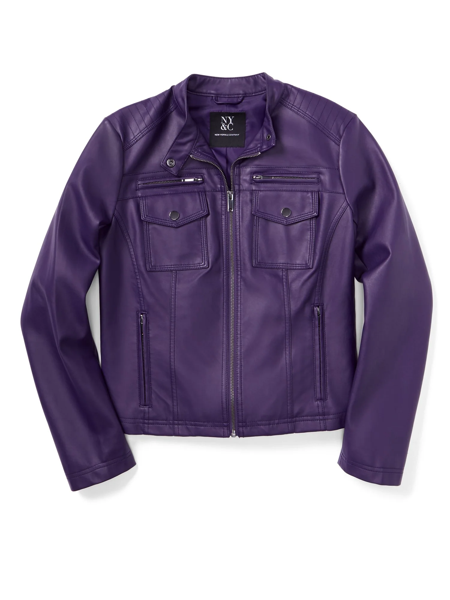 Four-Pocket Faux-Leather Jacket - Image 13