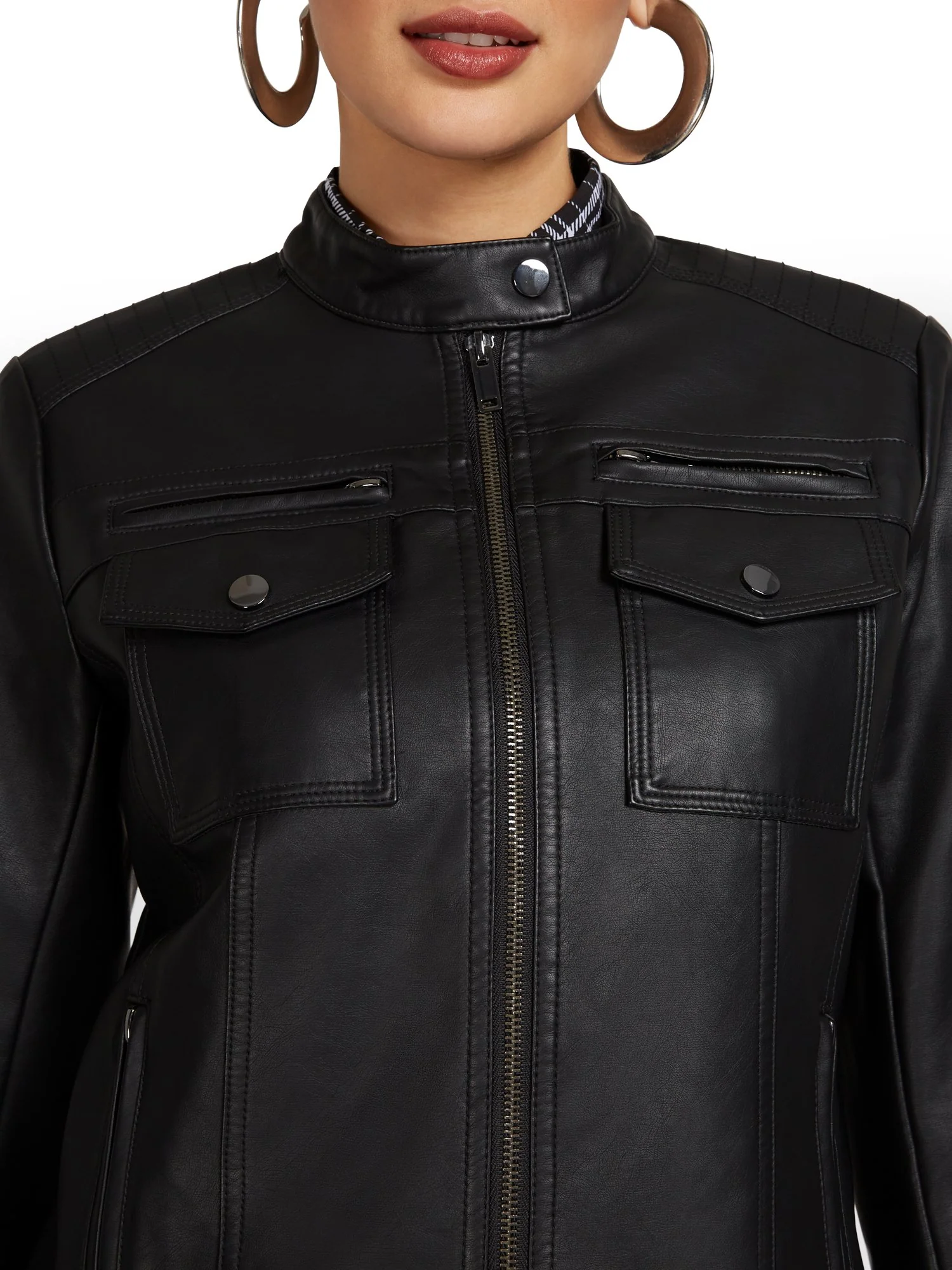 Four-Pocket Faux-Leather Jacket - Image 4
