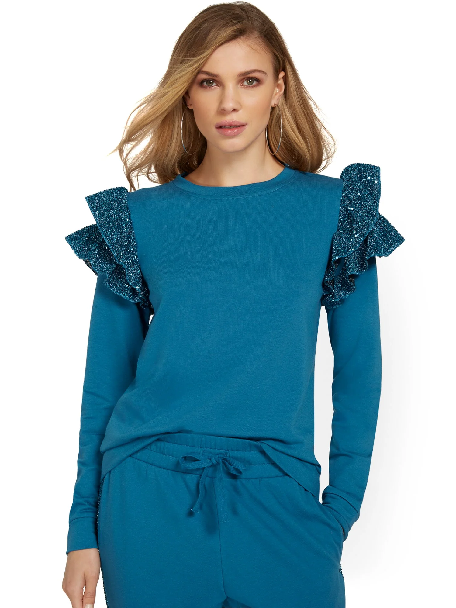 French Terry Ruffle-Detail Pullover - Image 6