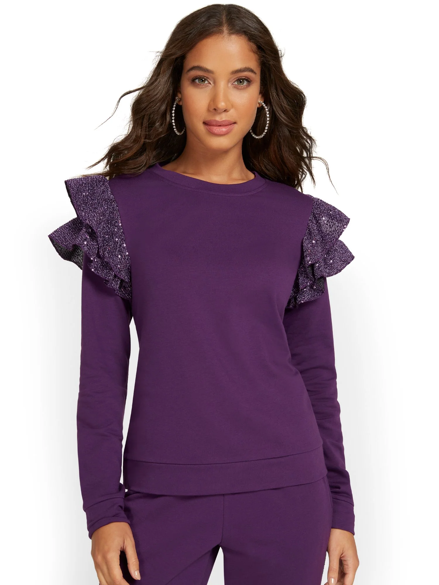 French Terry Ruffle-Detail Pullover - Image 9