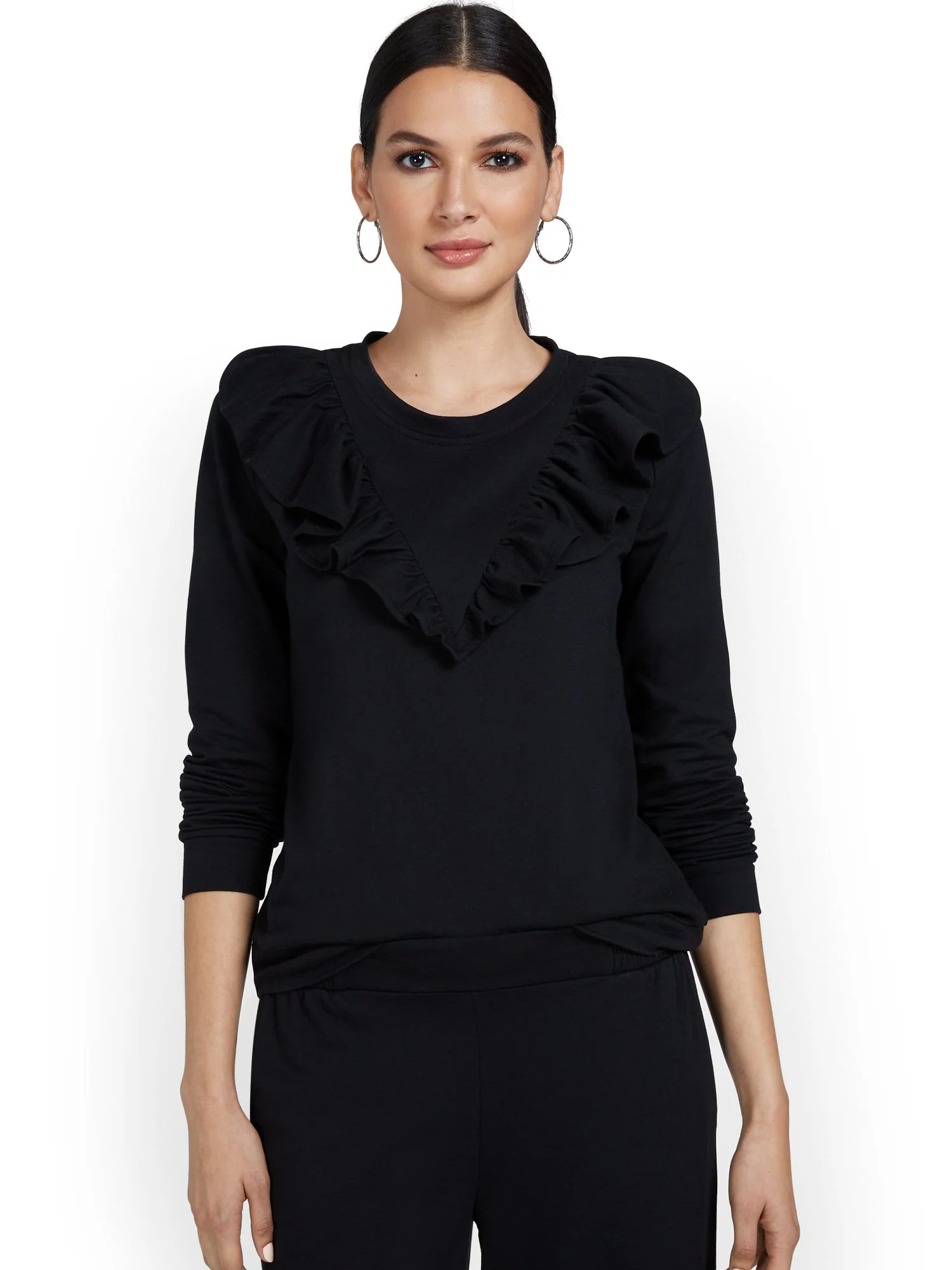 French Terry Ruffle Pullover