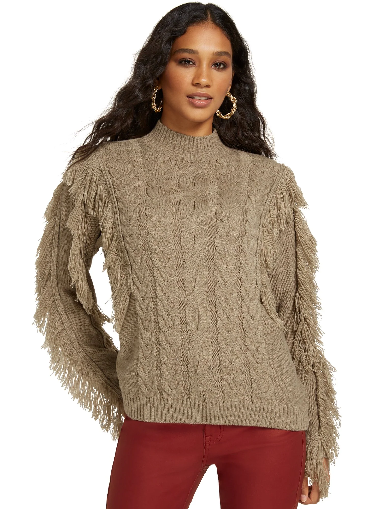 Fringe-Detail Mock-Neck Pullover Sweater - Image 4