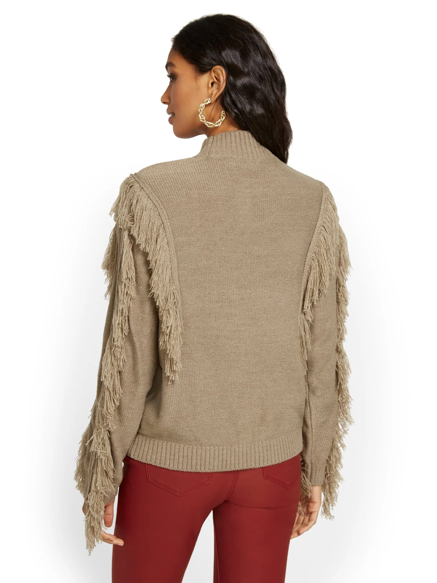 Fringe-Detail Mock-Neck Pullover Sweater - Image 6