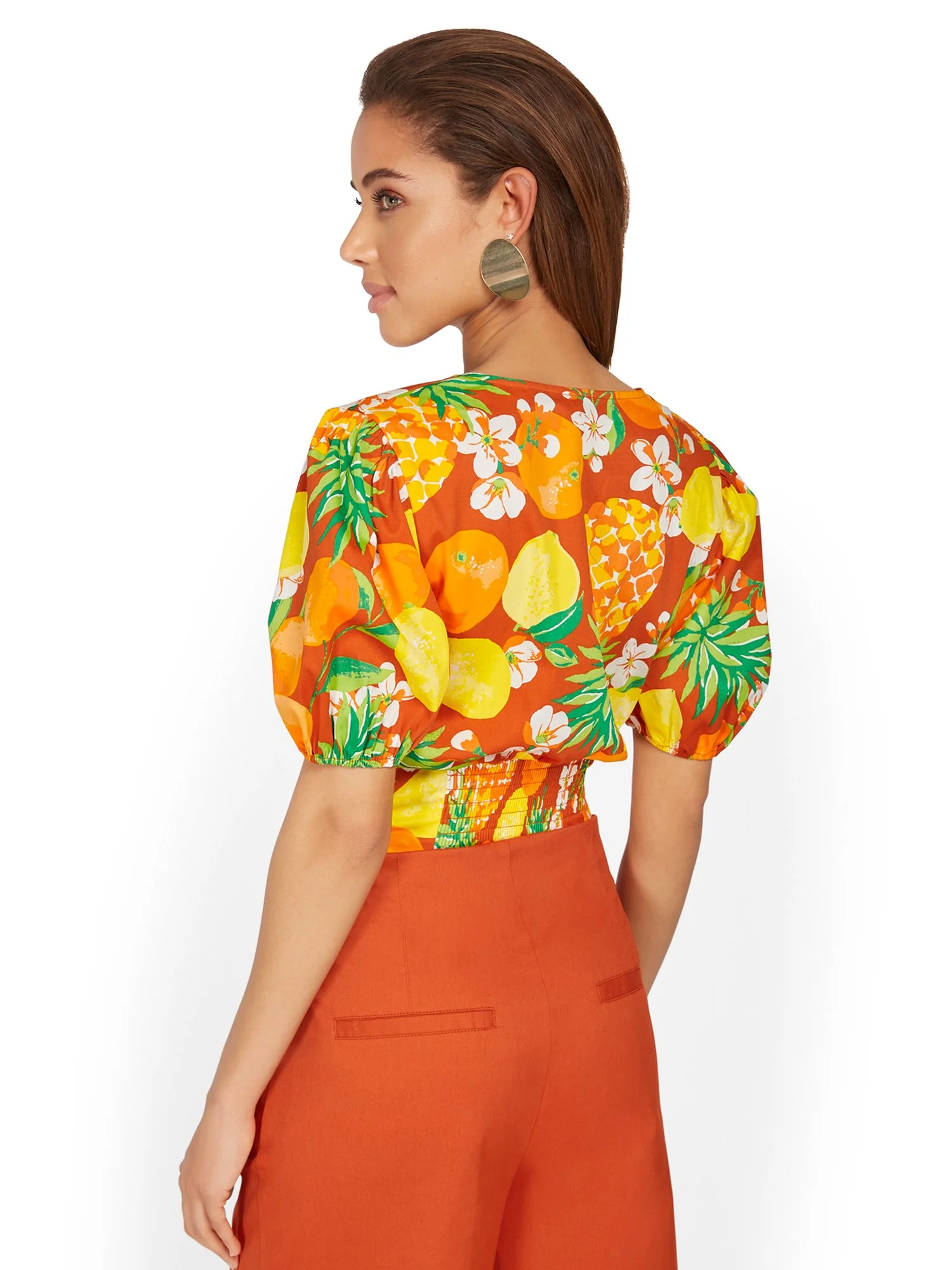 Fruit-Print O-Ring Poplin Top - Image 3
