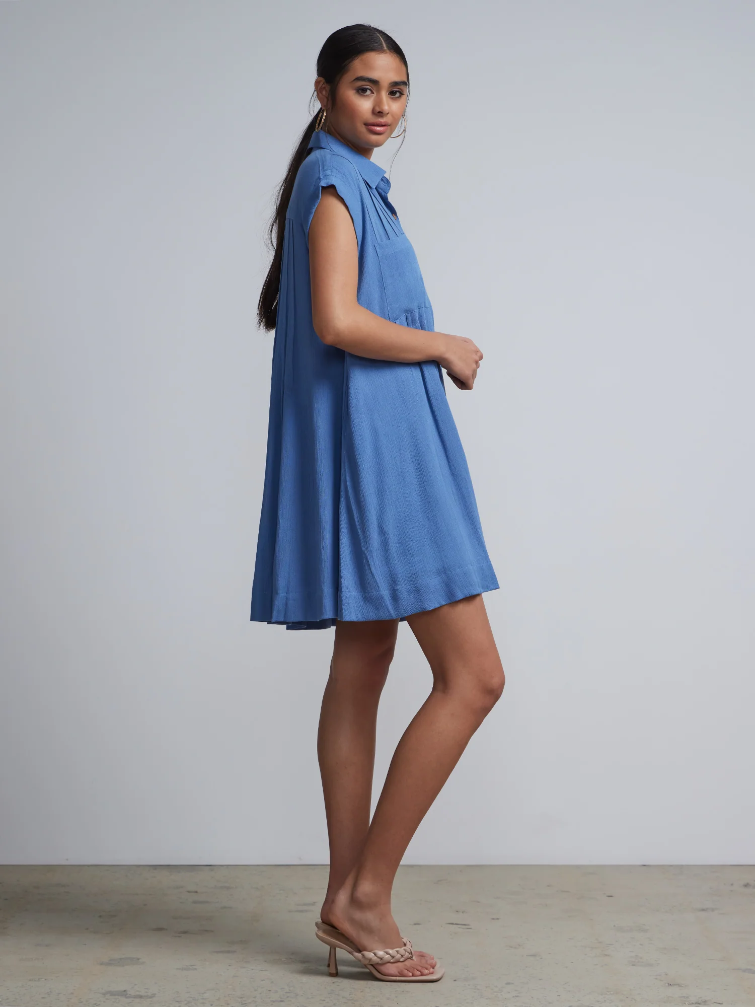 Buttoned Front Mini Shirt Dress - Image 10