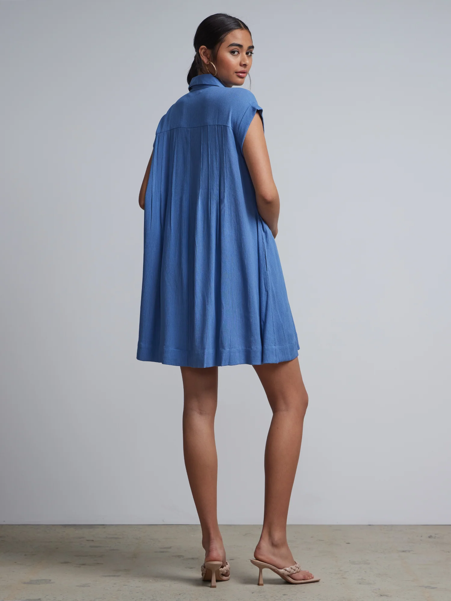 Buttoned Front Mini Shirt Dress - Image 11