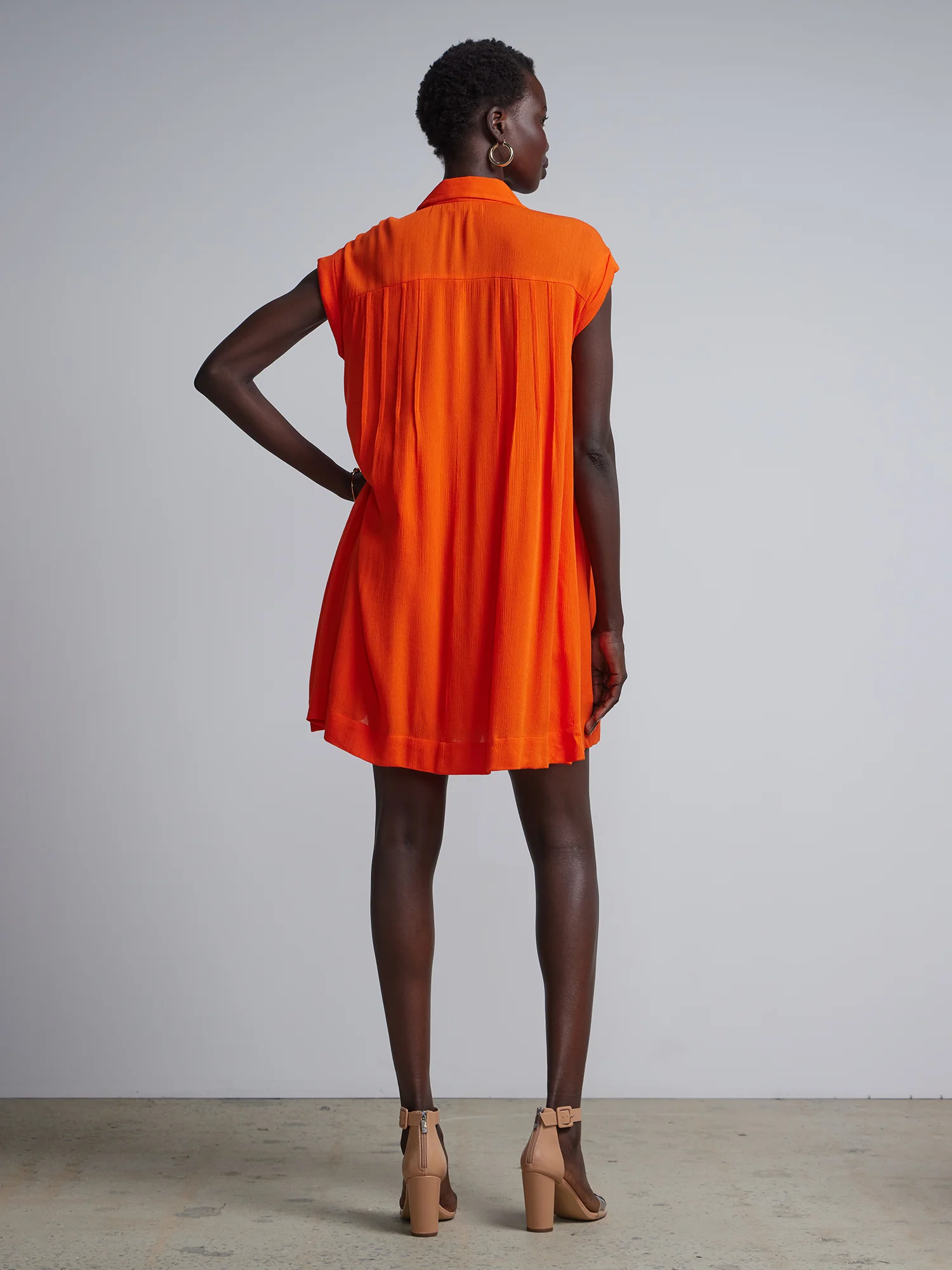 Buttoned Front Mini Shirt Dress - Image 15