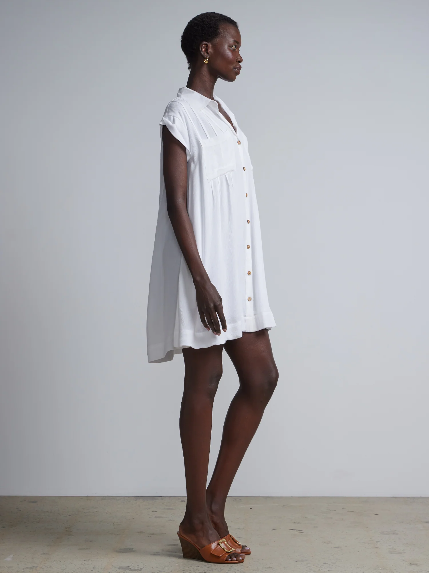 Buttoned Front Mini Shirt Dress - Image 2