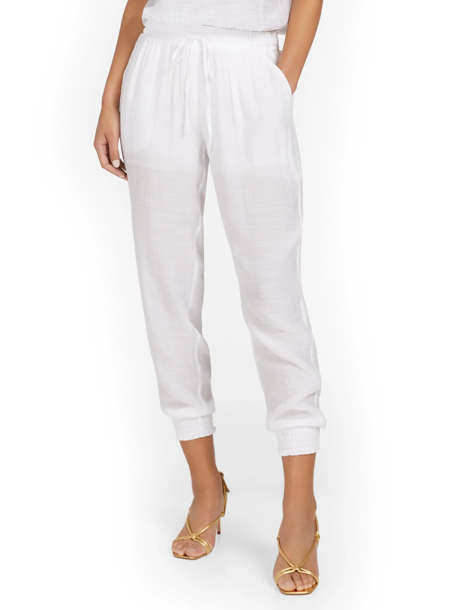 Gauze High-Waisted Drawstring Jogger Pant - Image 2