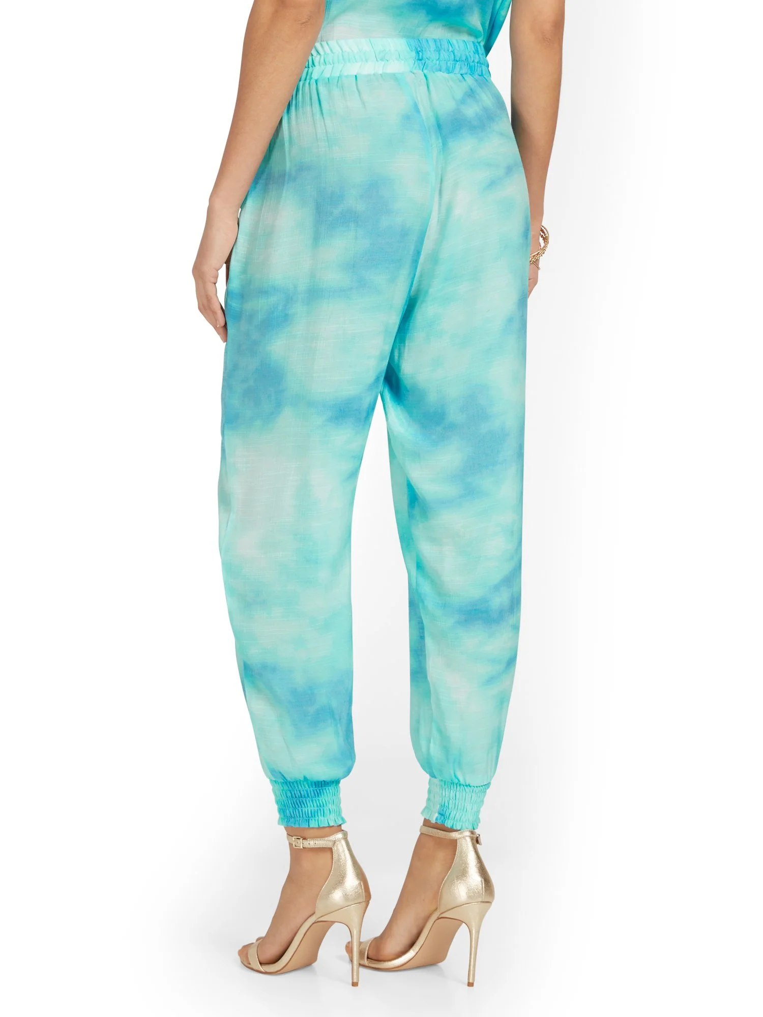 Gauze High-Waisted Tie-Dye Drawstring Jogger Pant - Image 3