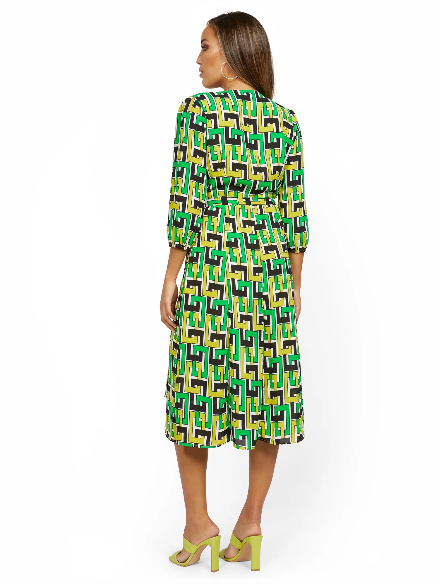 Geo-Chain Wrap Midi Dress - Image 3