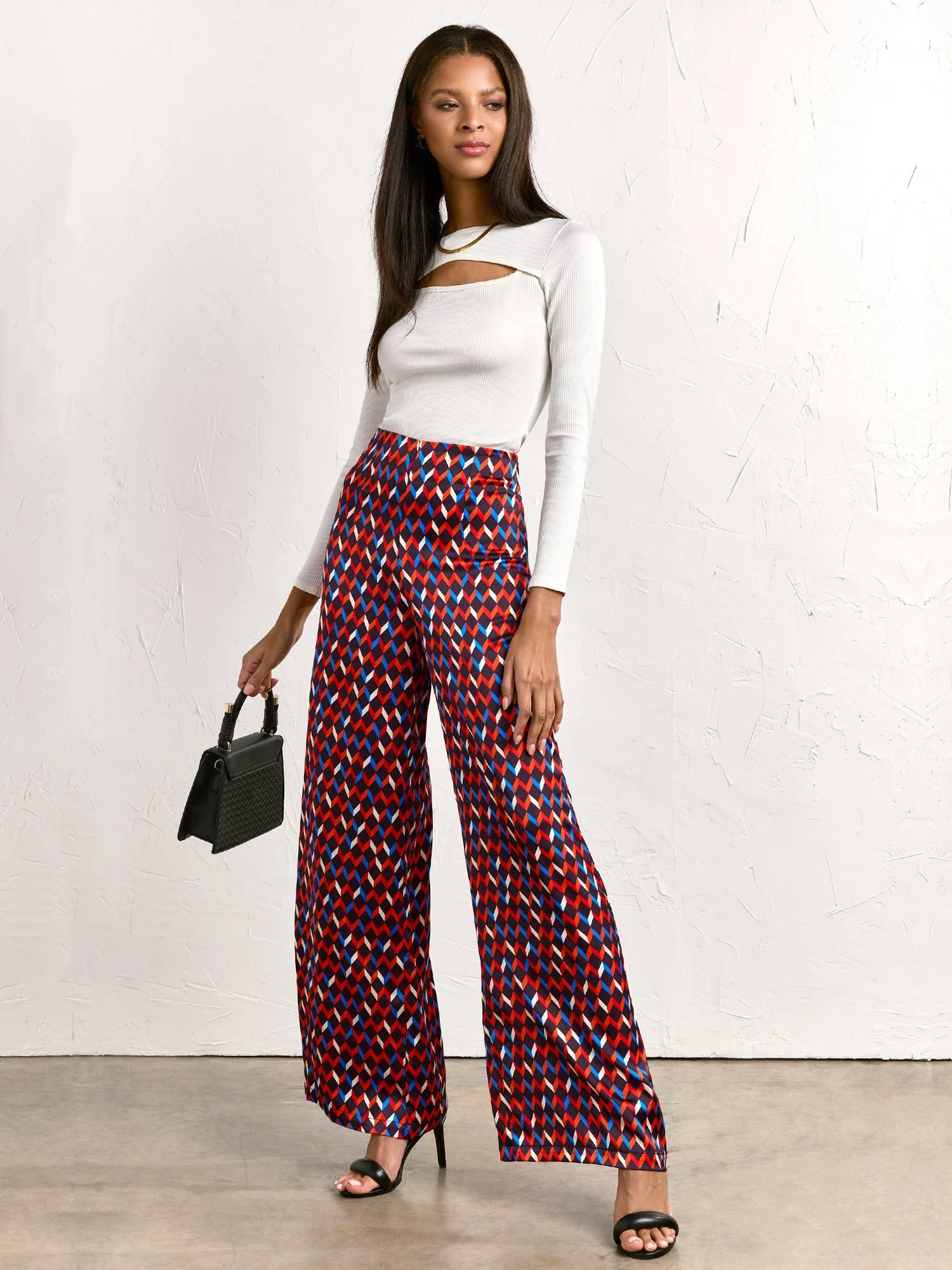 Geo Satin Wide Leg Pant - Do+Be - Image 3