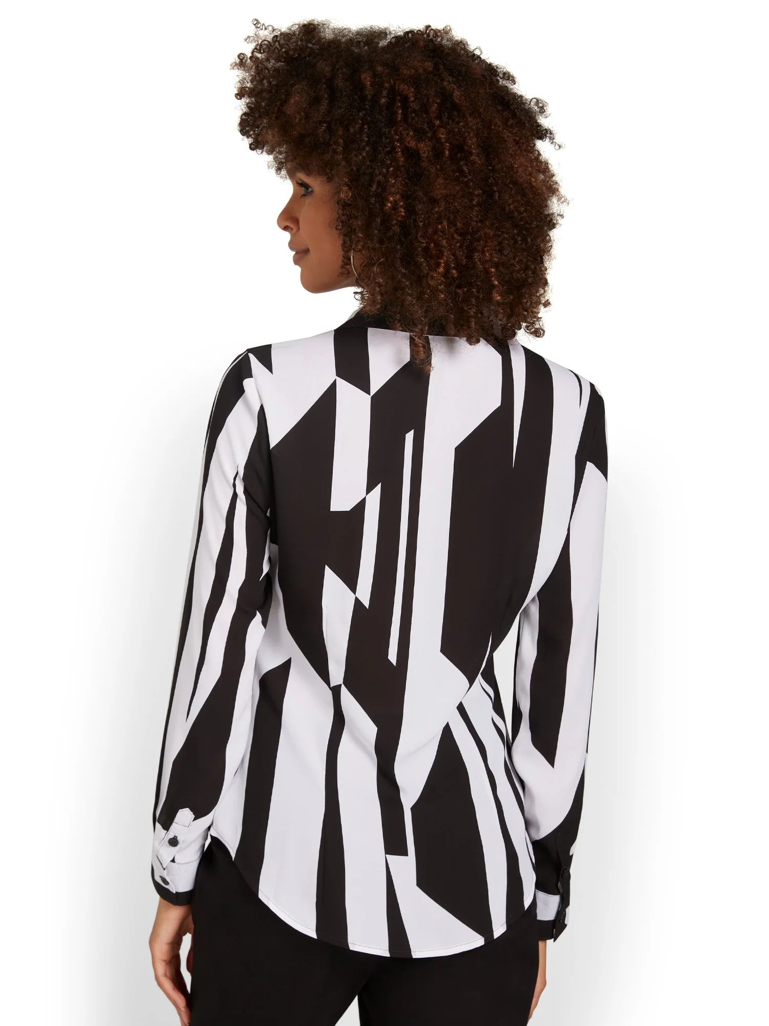 Geometric-Print Button-Front Blouse - Image 3