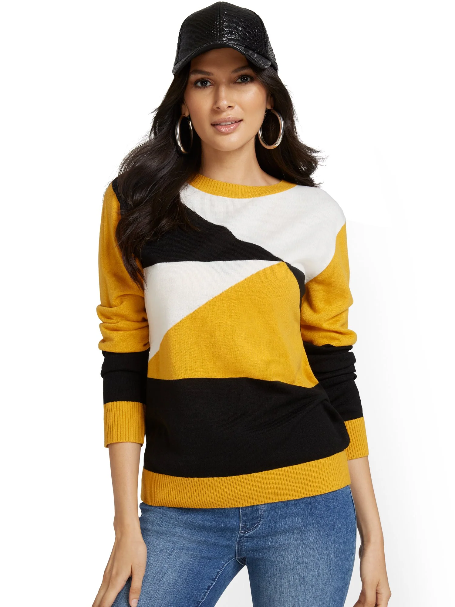 Geometric-Print Colorblock Sweater - Image 2