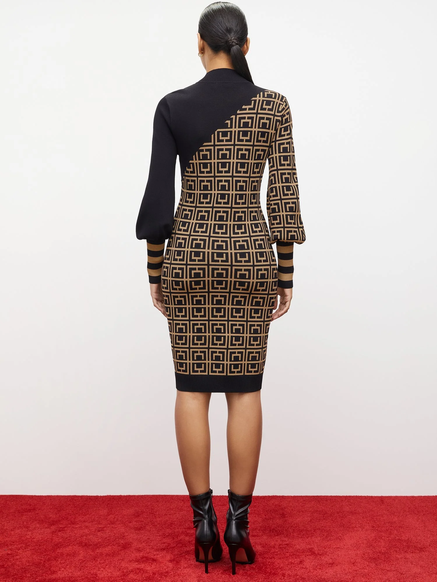 Geometric-Print Cut-Out Sheath Sweater Dress - Image 3