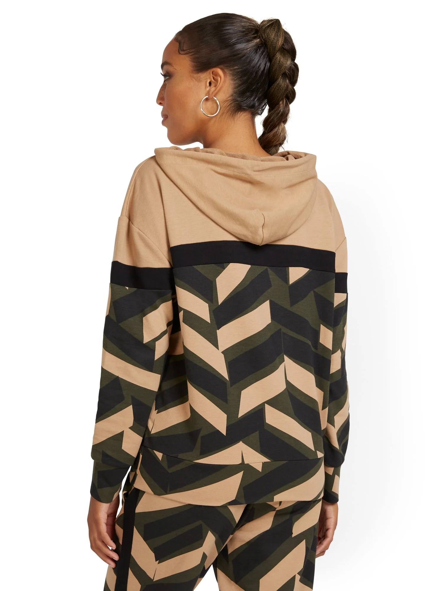 Geometric-Print French Terry Pullover Hoodie - Image 3
