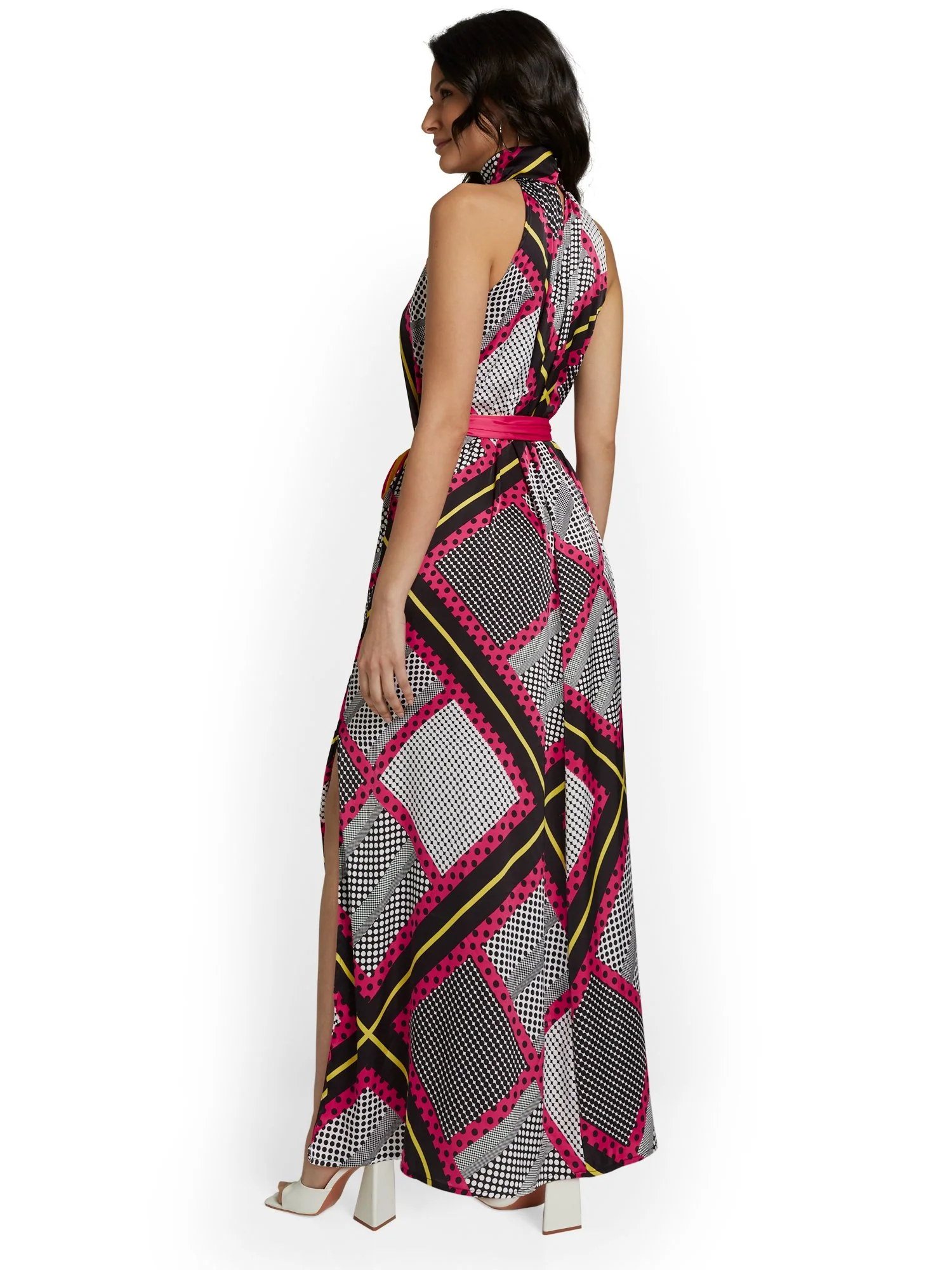 Geometric-Print Halterneck Maxi Dress - Image 3