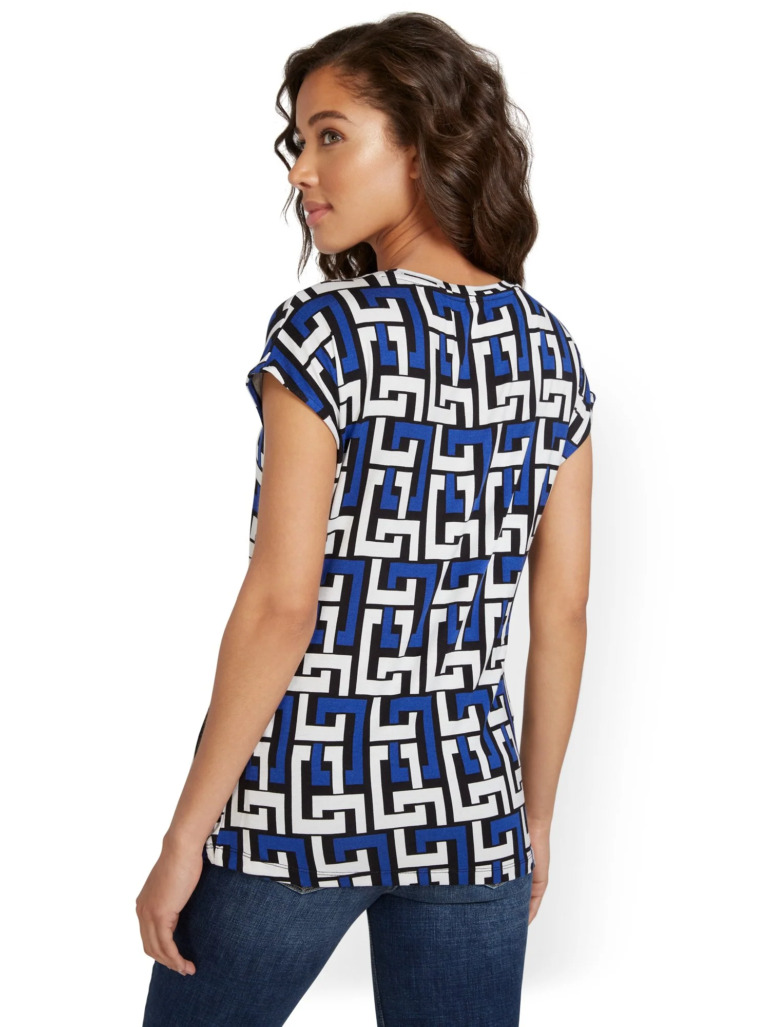 Geometric-Print Side-Tie Top - Image 3