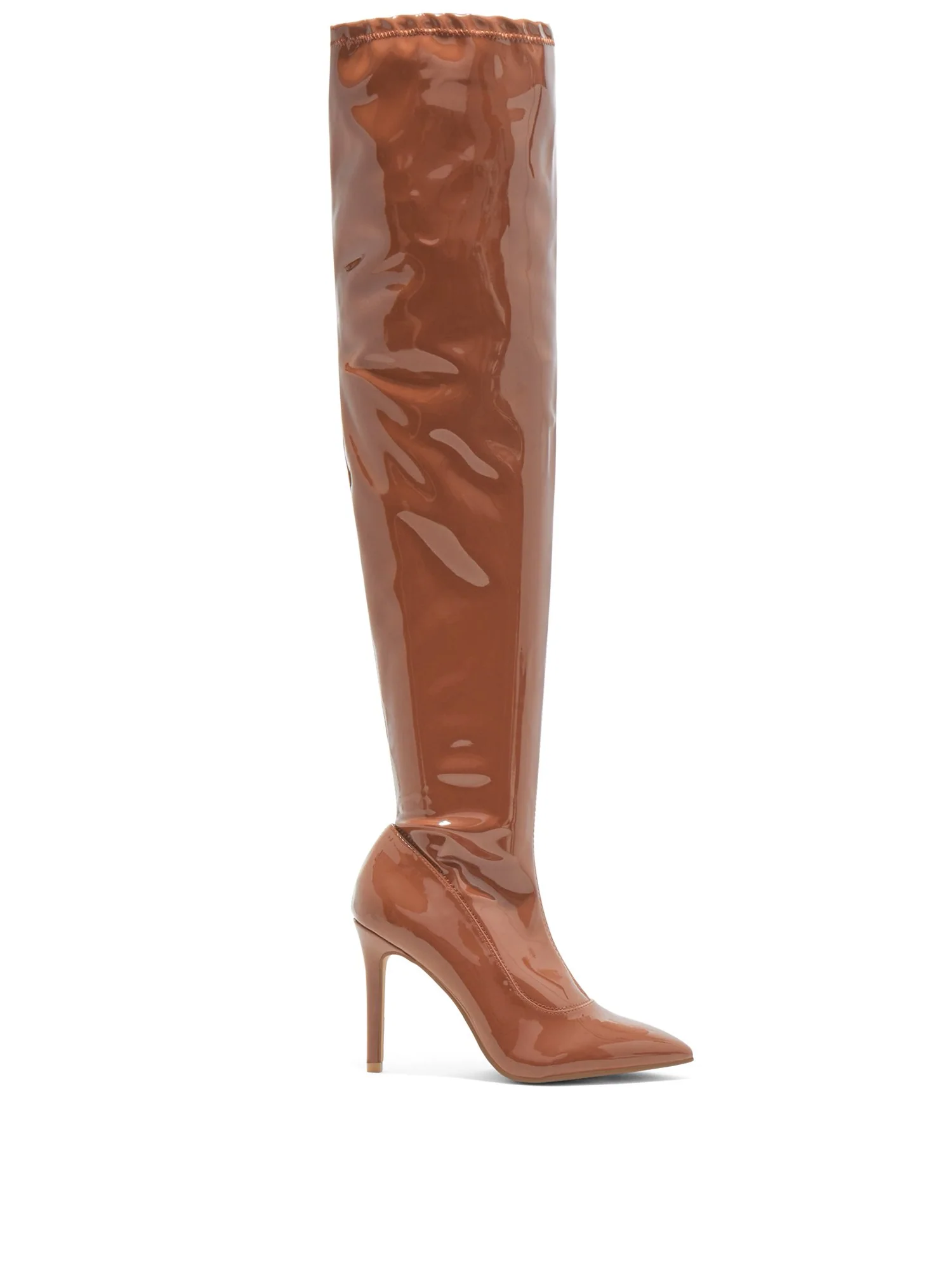 Gia Thigh High Boot - Faux Patent Leather - Image 5