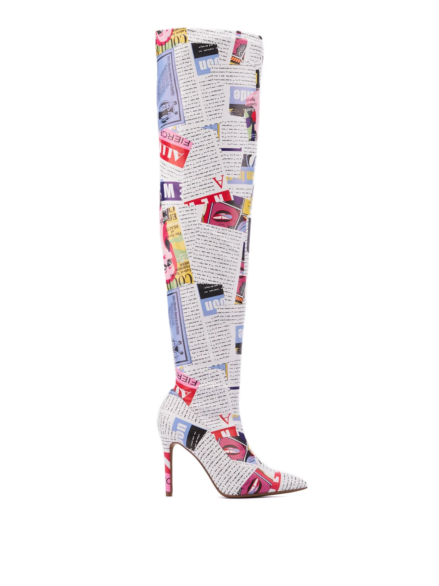 Gia Thigh High Boot - Newspaper Print - Image 2