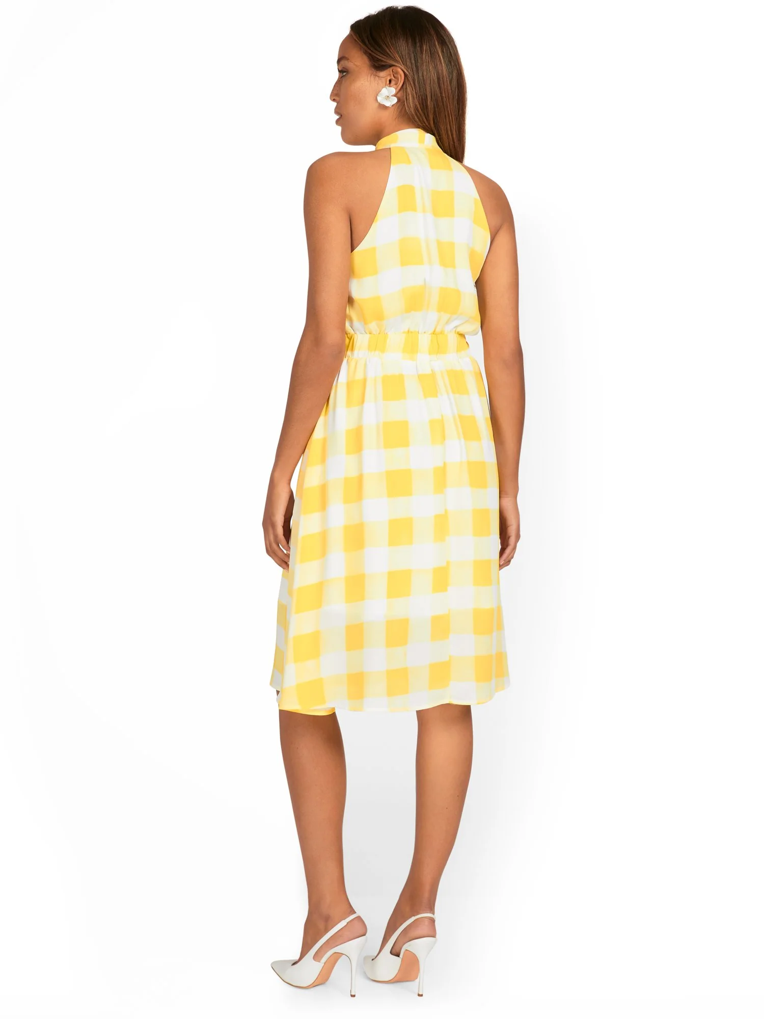 Gingham Bow-Neck Halter Dress - Image 3