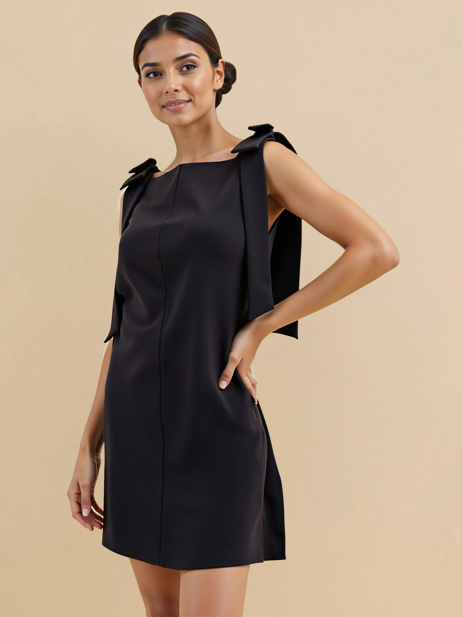 Bow Tie Shoulder Mini Dress - Image 5