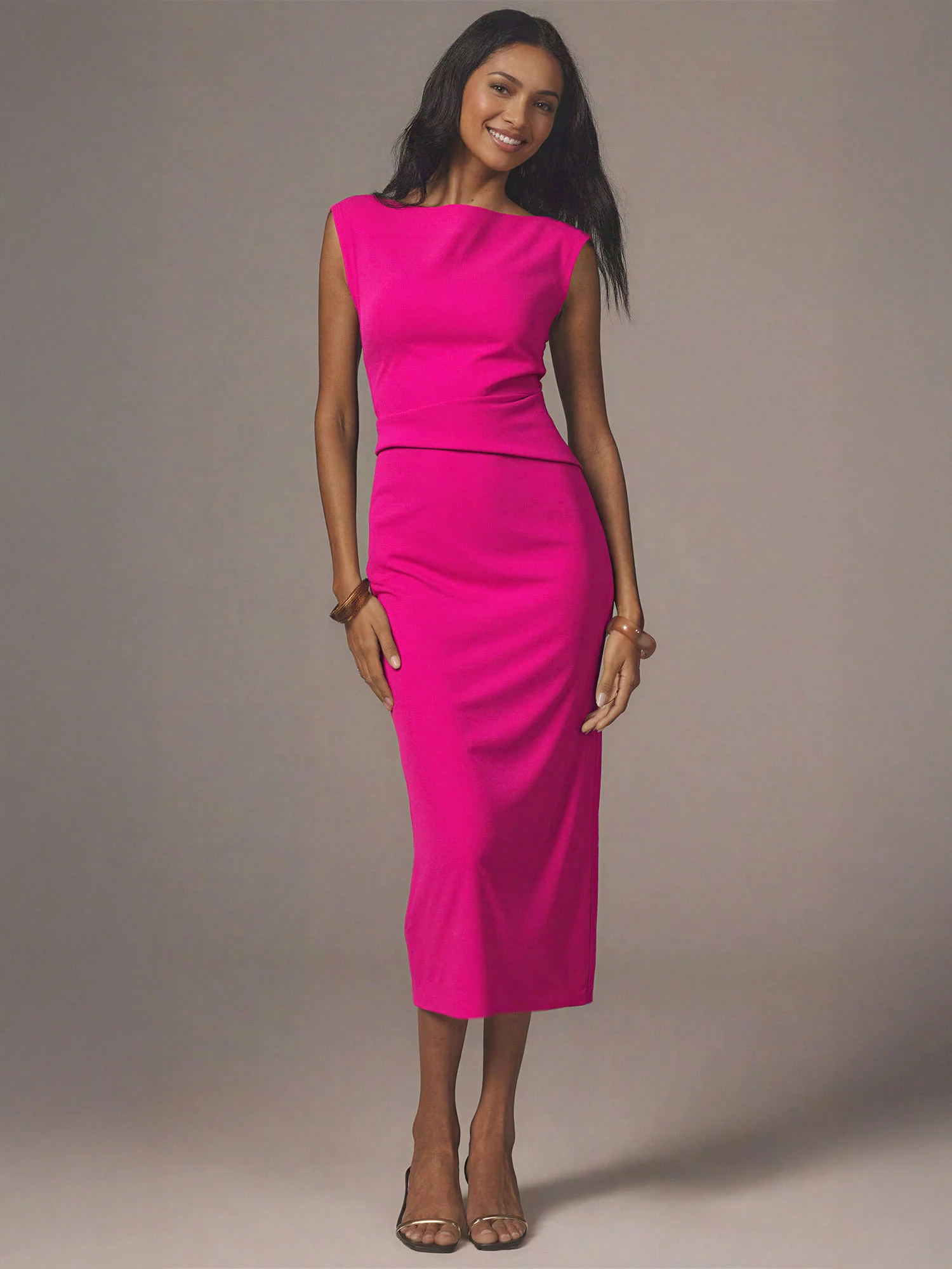 Ruched Waist Knit Midi Dress - Image 5