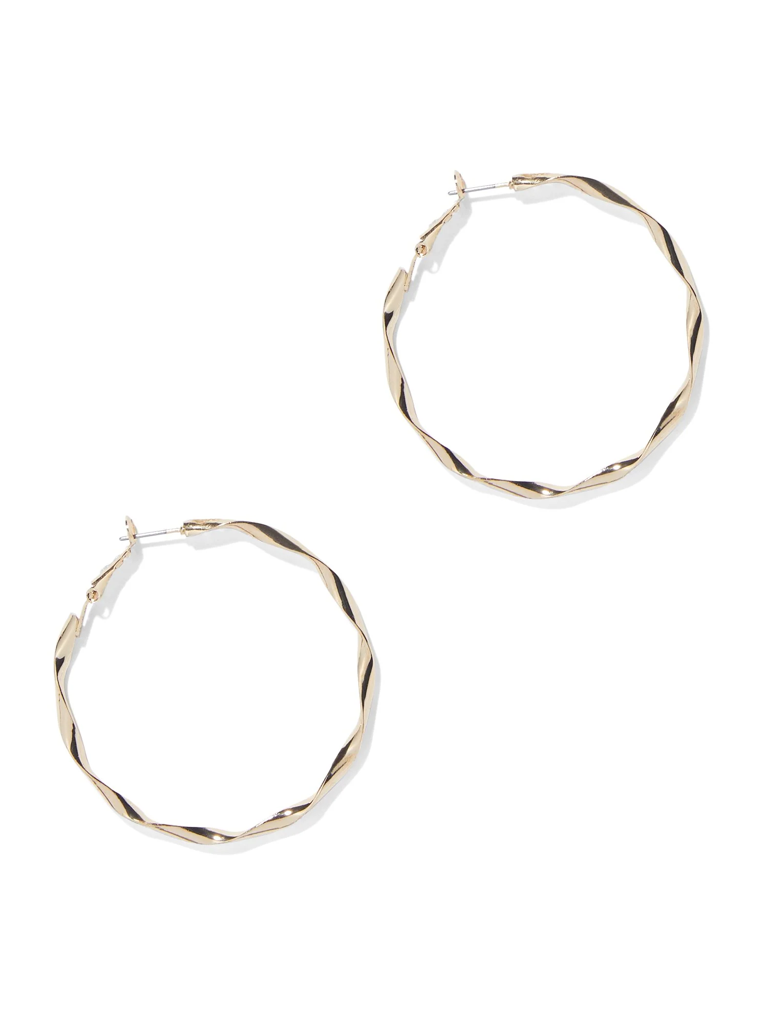 Gold Twist Hoop Earrings - Image 2