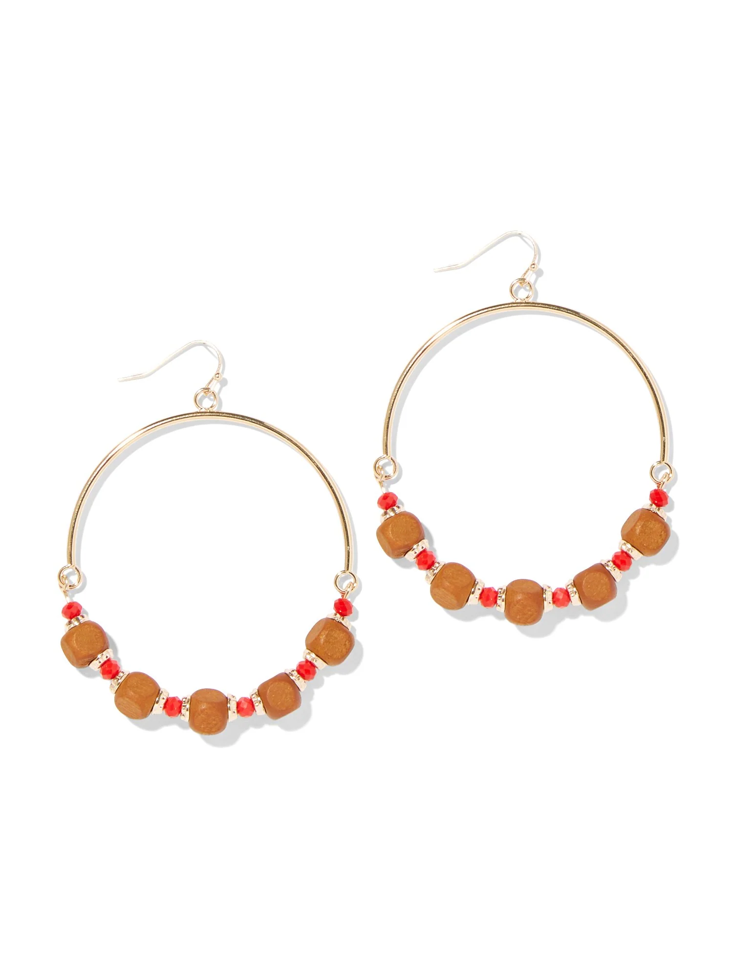 Goldtone Beaded Hoop Drop Earring
