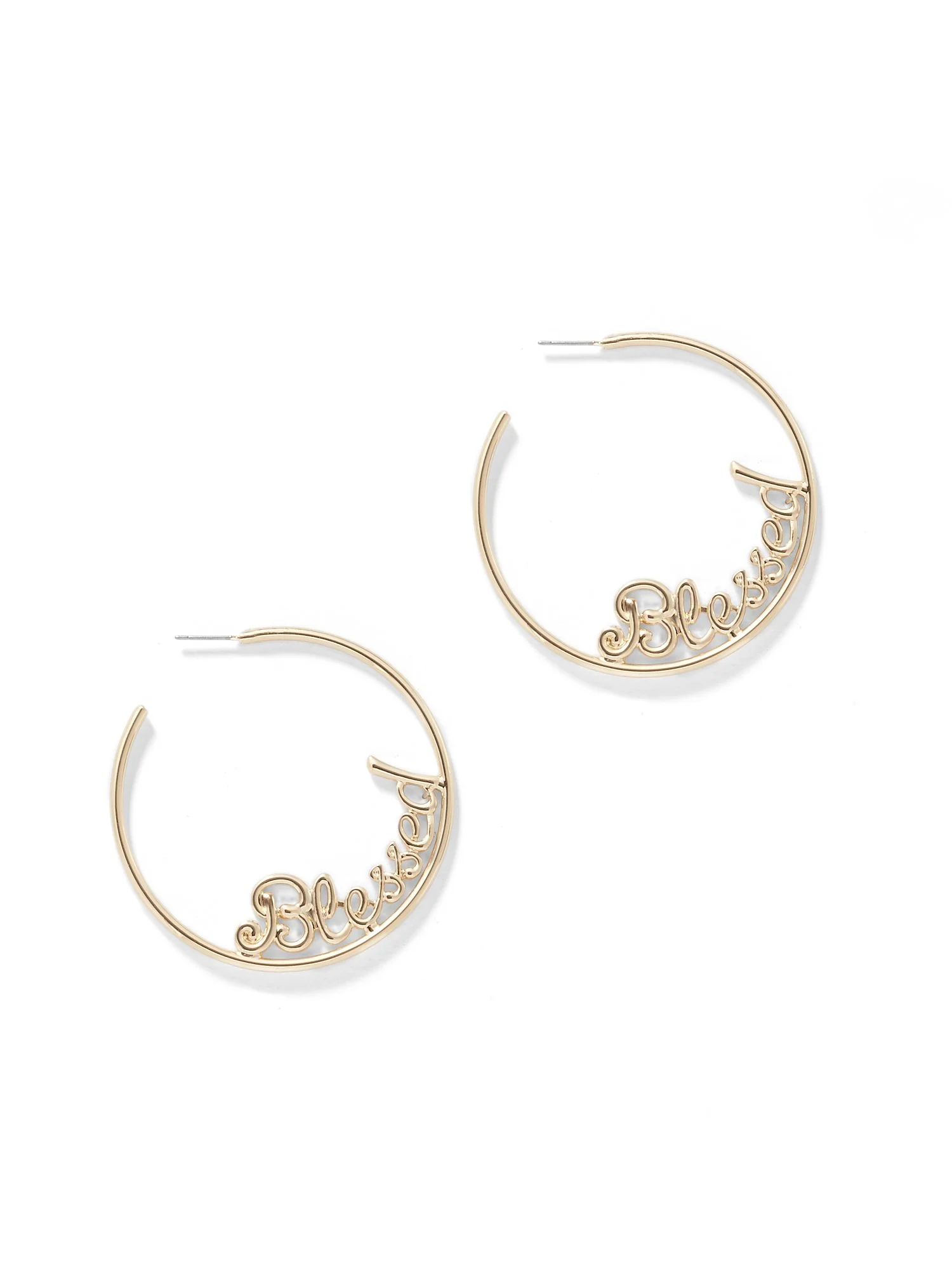 Goldtone 'Blessed' Hoop Earring