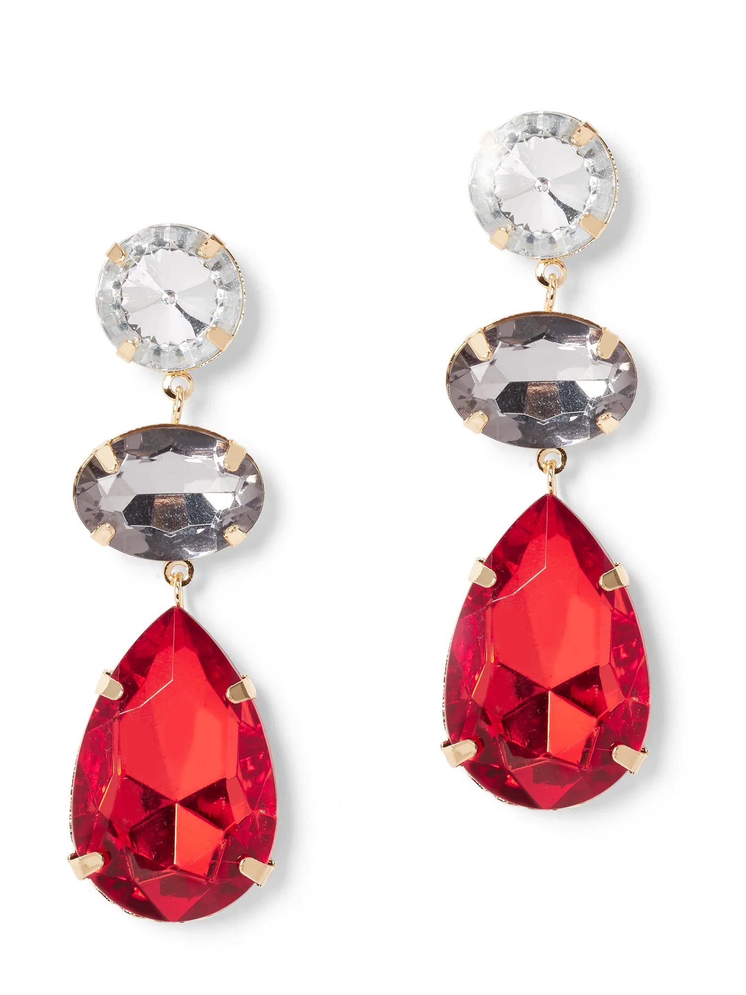 Goldtone Faux-Stone Linear Drop Earring
