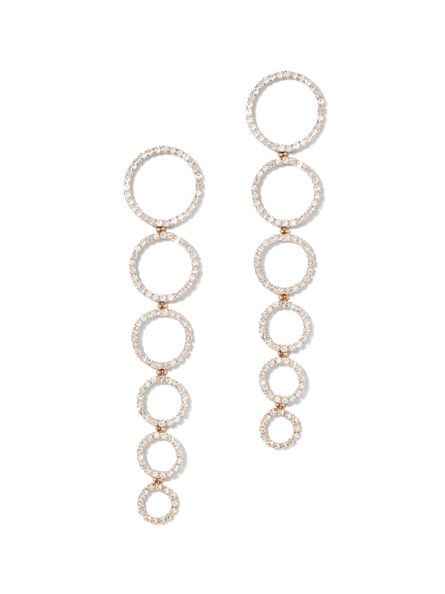 Goldtone Pave Open-Circle Drop Earring