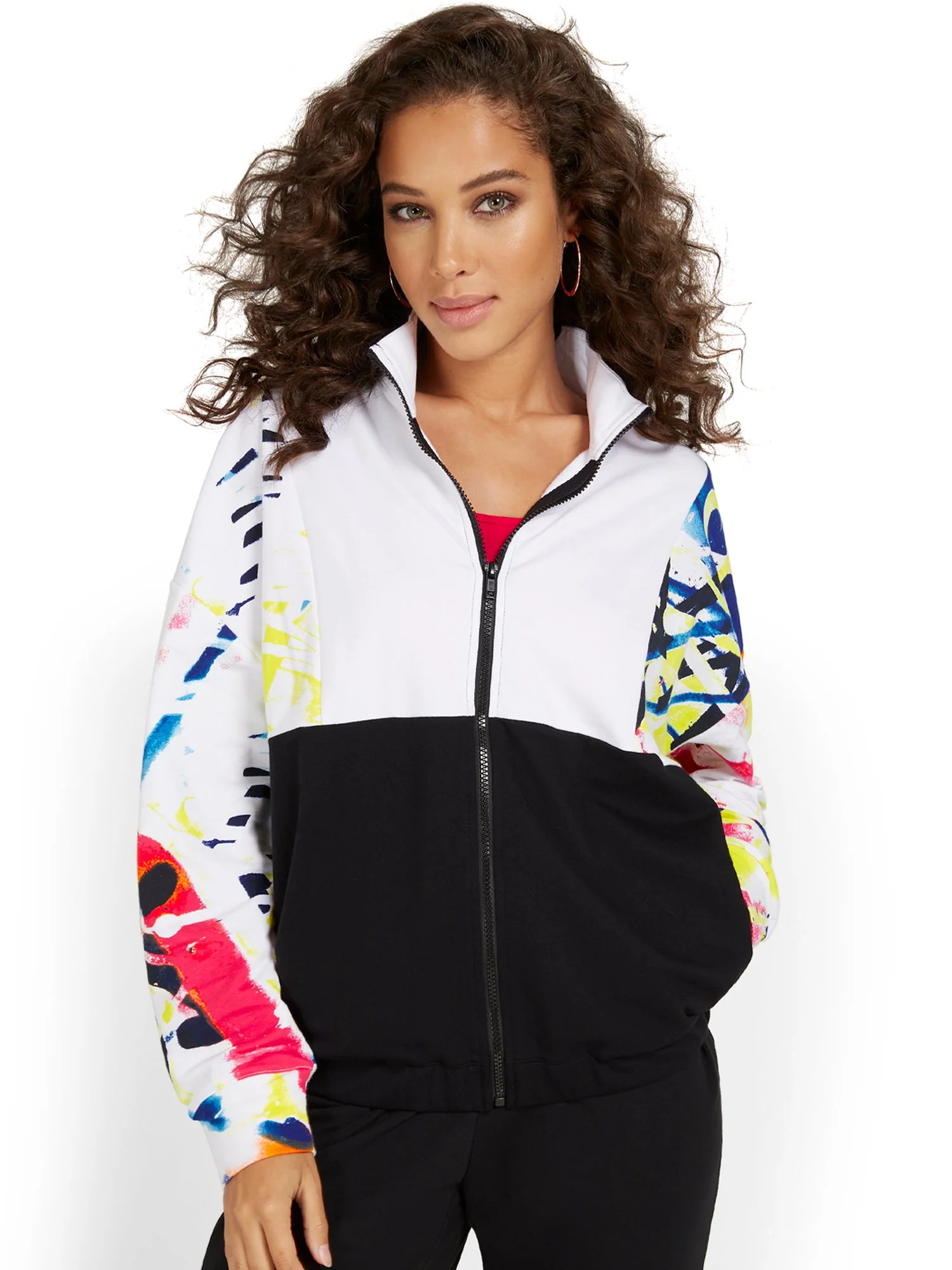 Graffiti-Print Yoga Jacket