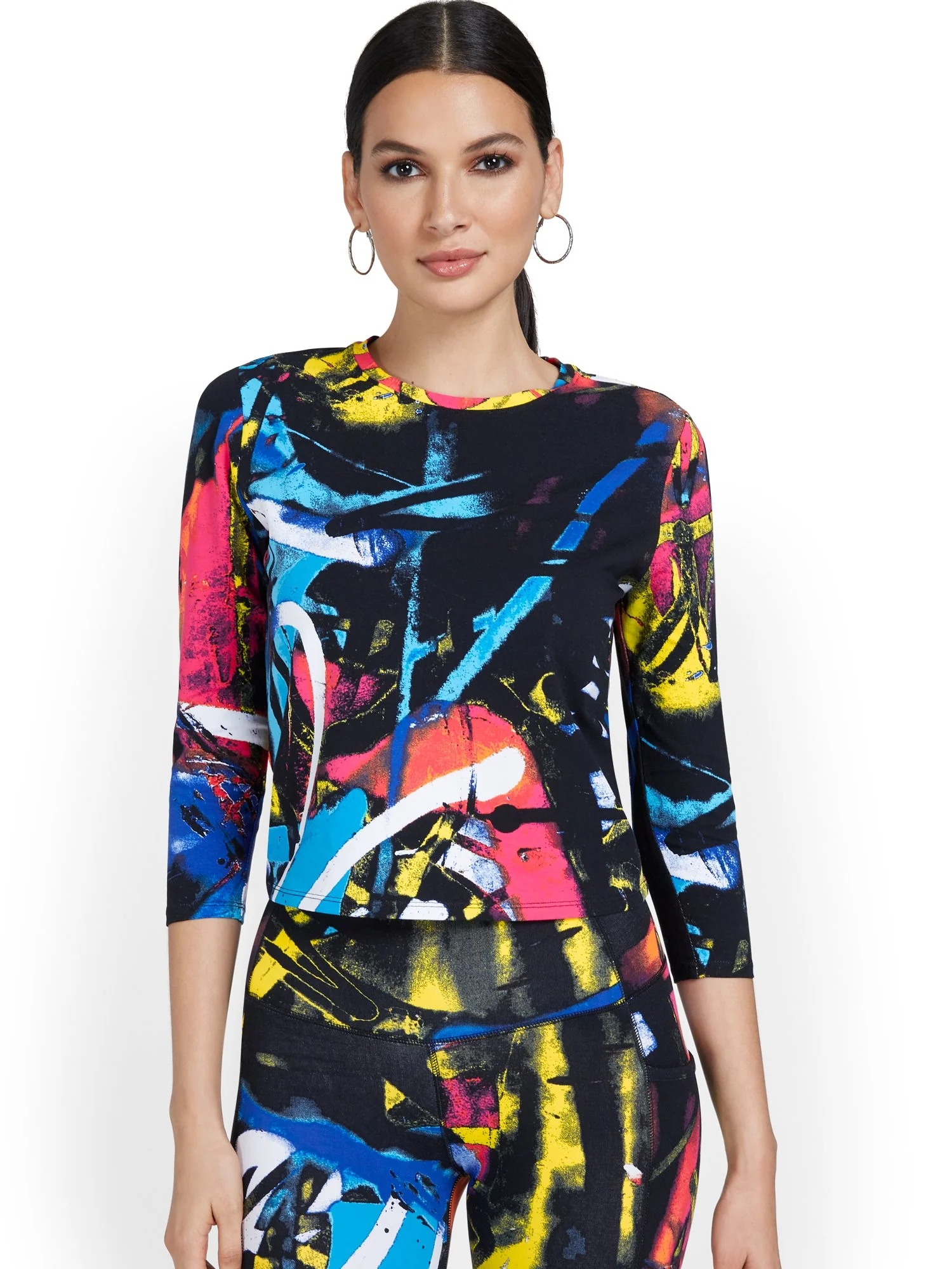 Graffiti-Print Yoga Top - Image 2