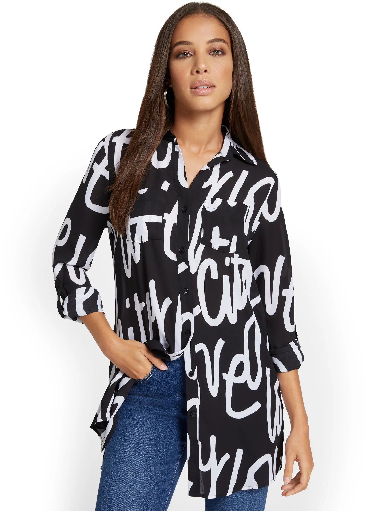 Graphic Button-Down Top - Image 4