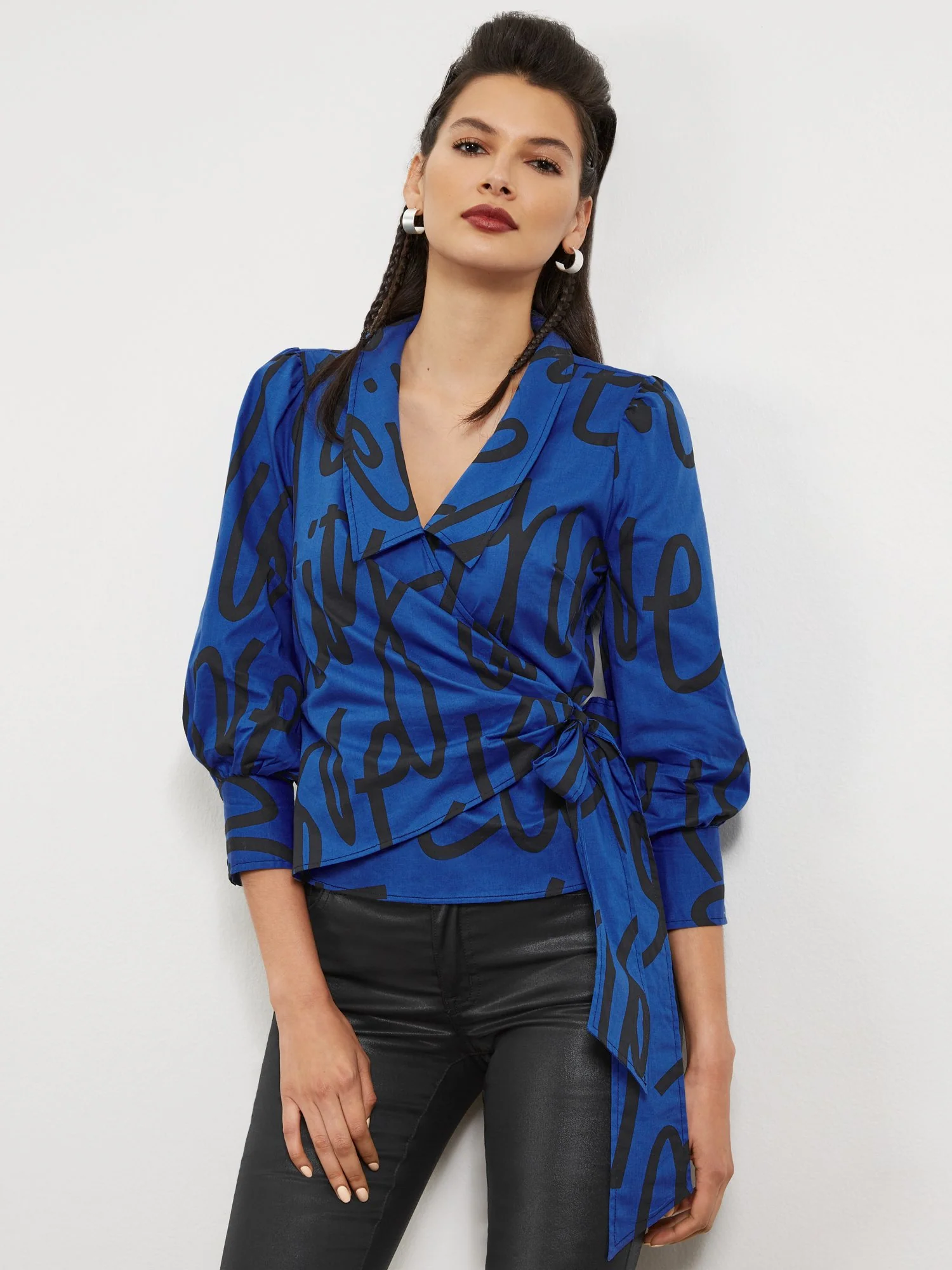 Graphic Side-Tie Blouse - Image 2