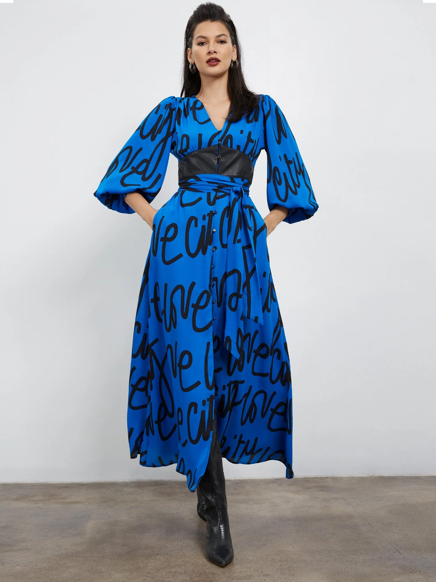 Graphic Tie-Waist Maxi Dress - Image 2