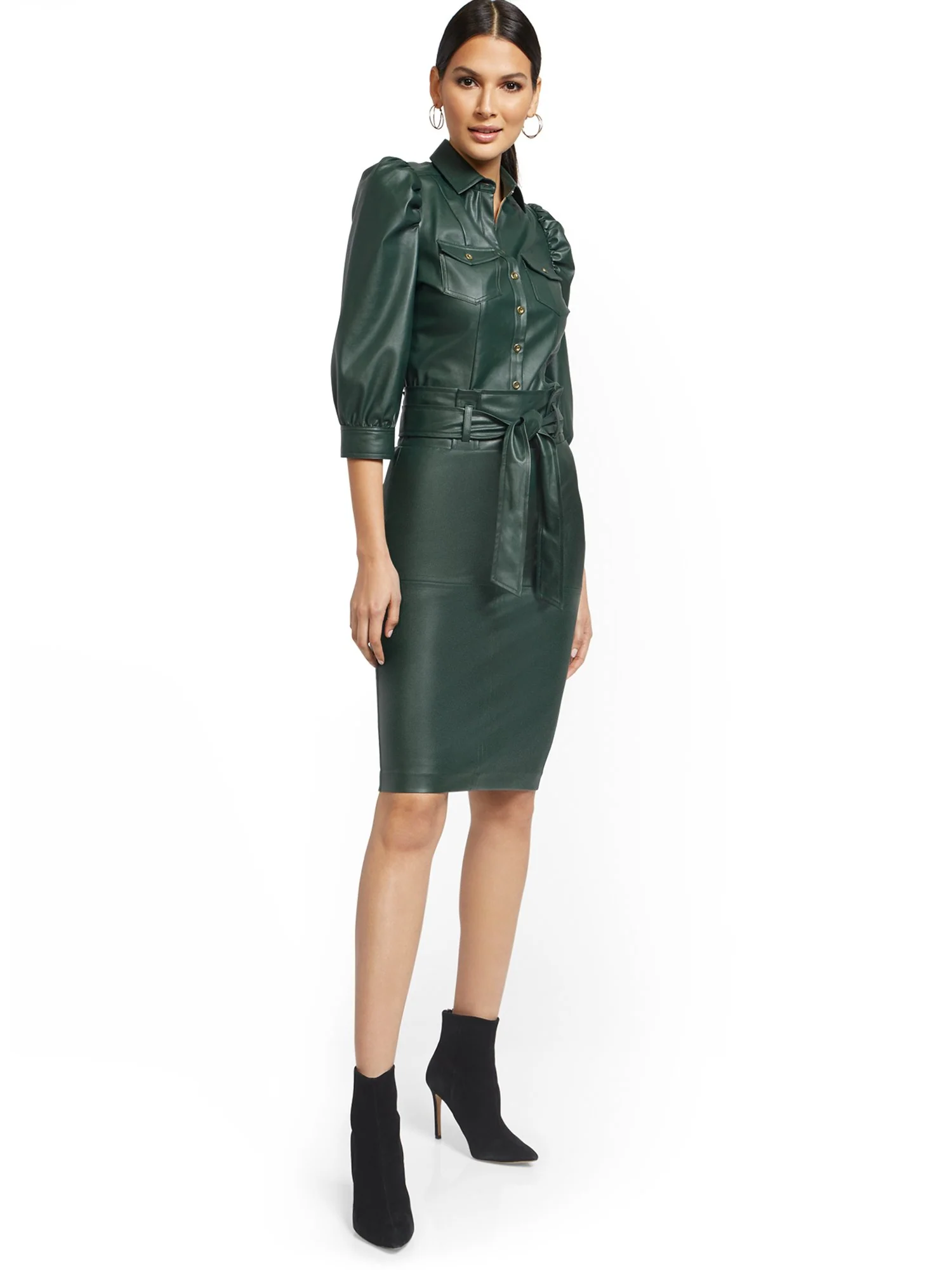 Green Faux-Leather Pencil Skirt - 7th Avenue - Image 4