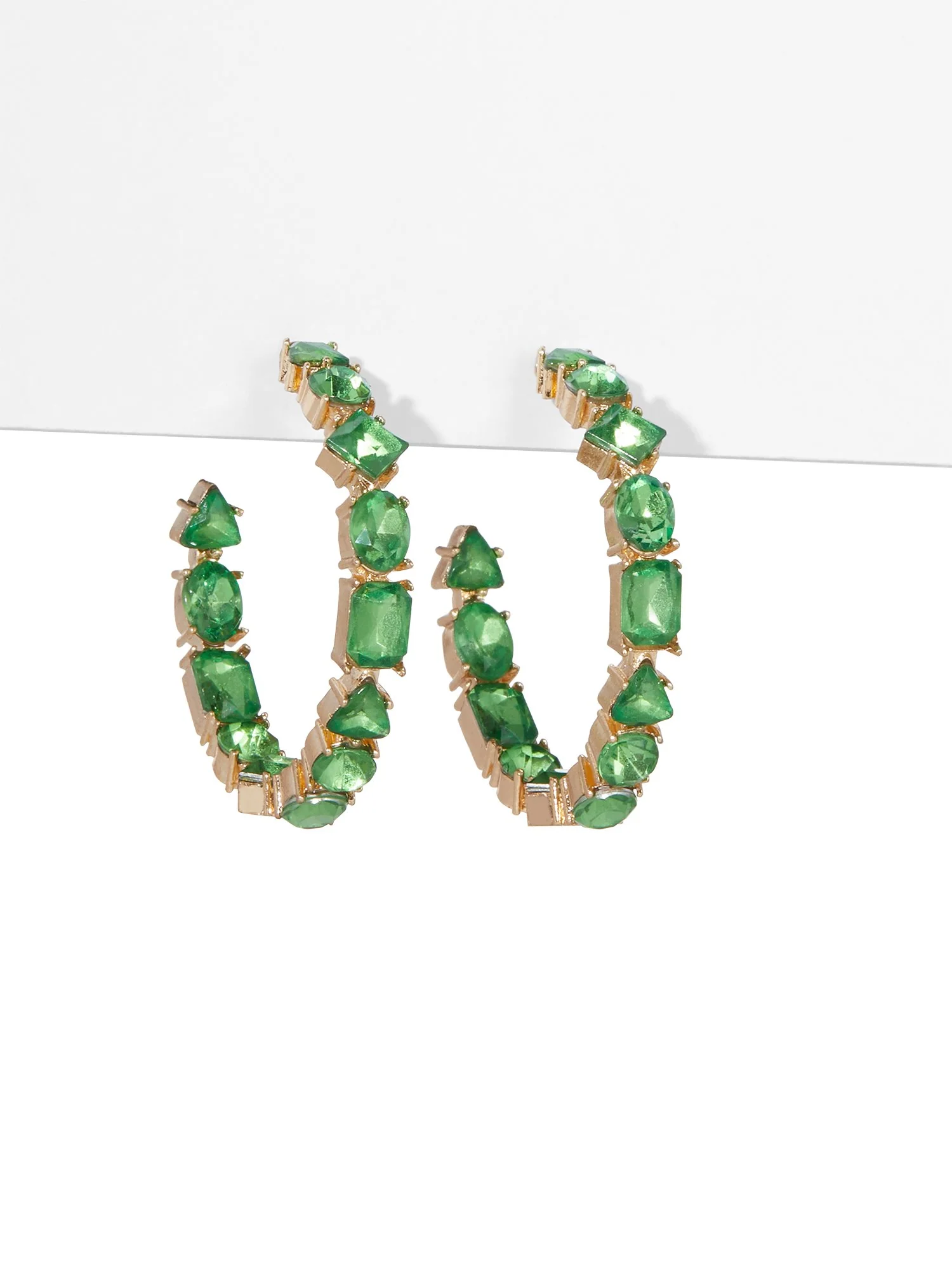 Green Gemstone Hoop Earrings