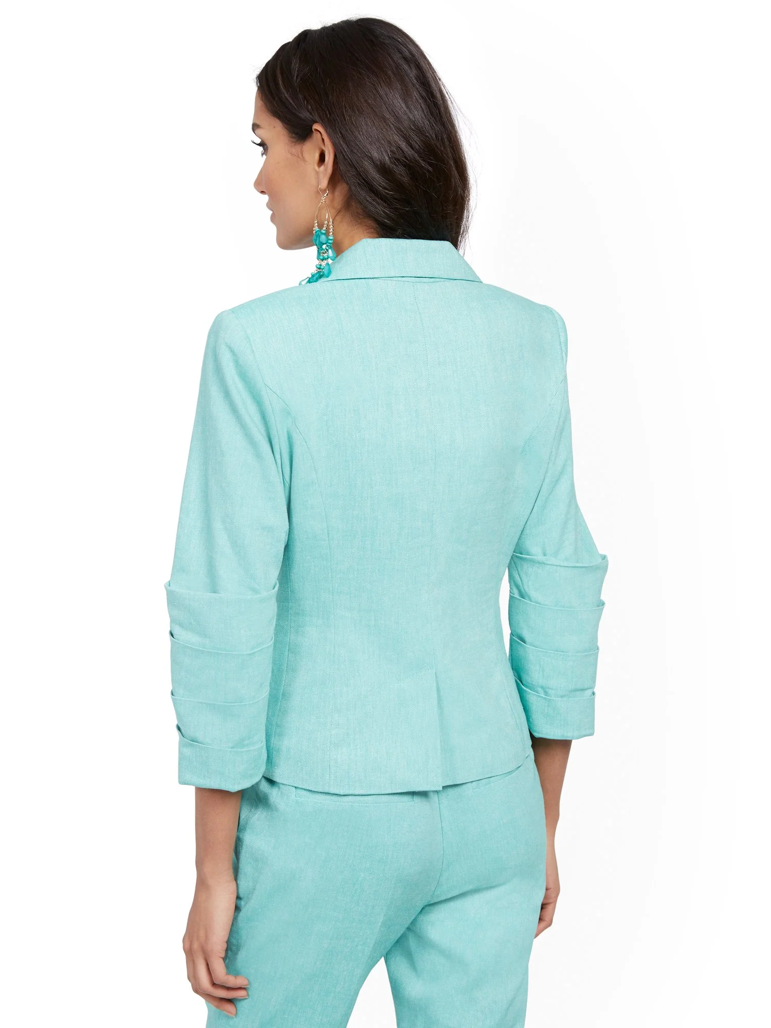 Green One-Button Jacket - Linen Blend - Image 3